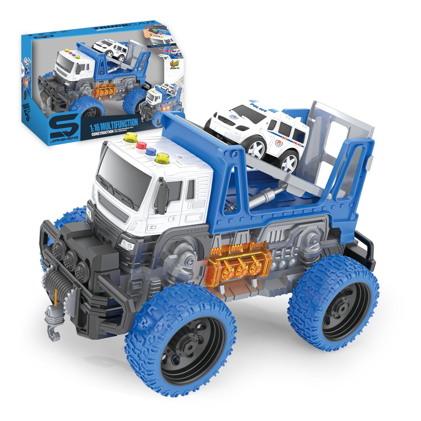 Driven Großer Müllabfuhrwagen 54 cm – Mit Lichtern, Geräuschen und  Funktionen – LKW Spielzeug Müllauto ab 3 Jahren, Kinder Spielzeug Mädchen  und Jungen: : Spielzeug