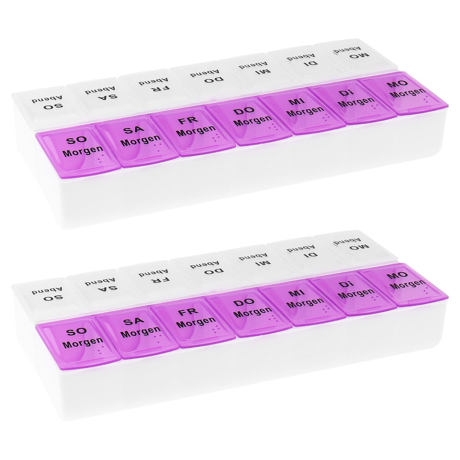 Wellgro Pillendose 2x Tablettenbox für 7 Tage mit je 2 Fächer pro Tag