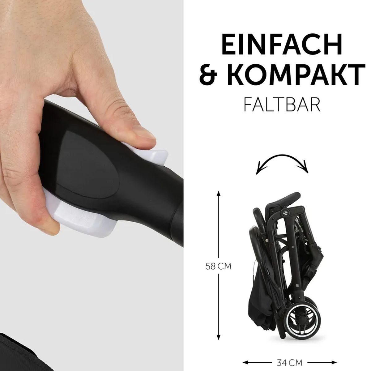 Hauck Kinder-Buggy Travel N Care - Black, Reisebuggy Sportwagen bis 22 kg inkl. Maxi Cosi Reboarder Pearl Pro 2