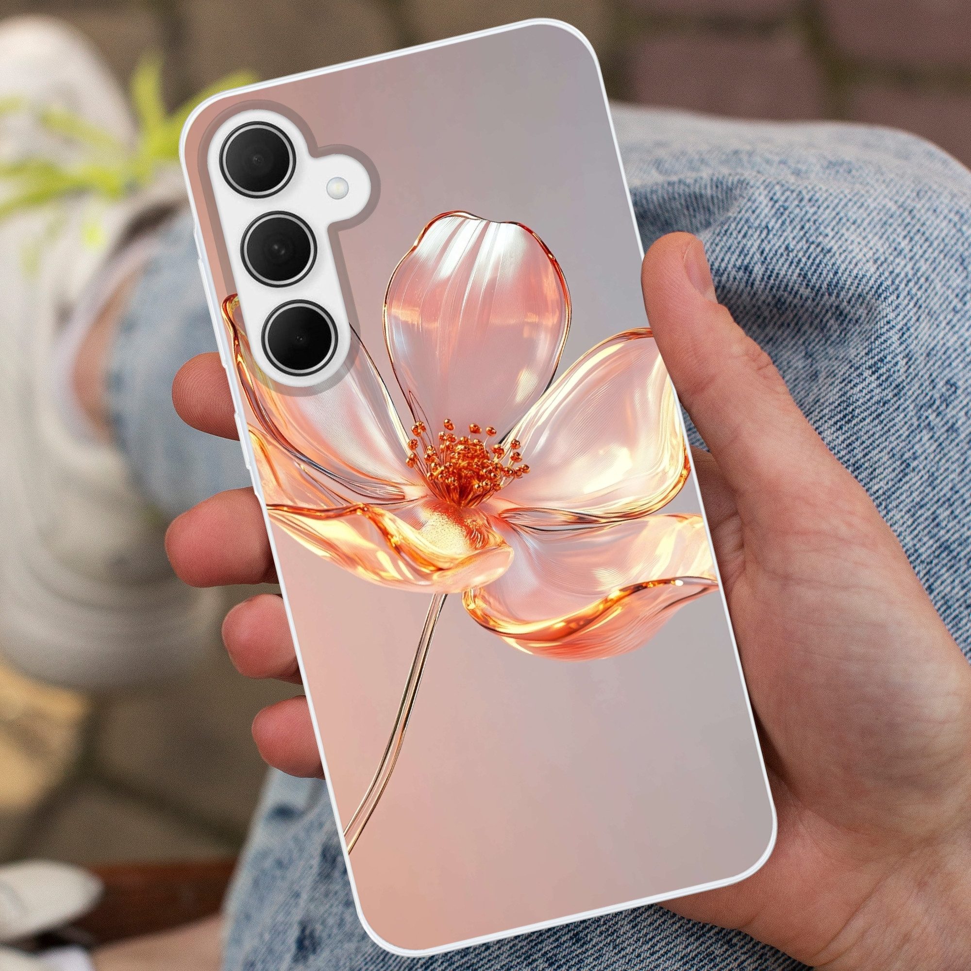 MuchoWow Handyhülle für Samsung Galaxy A35 5G Gläser - Blume - Rosa, Smartphone-Bumper, Print, Handy Schutzhülle Dünn