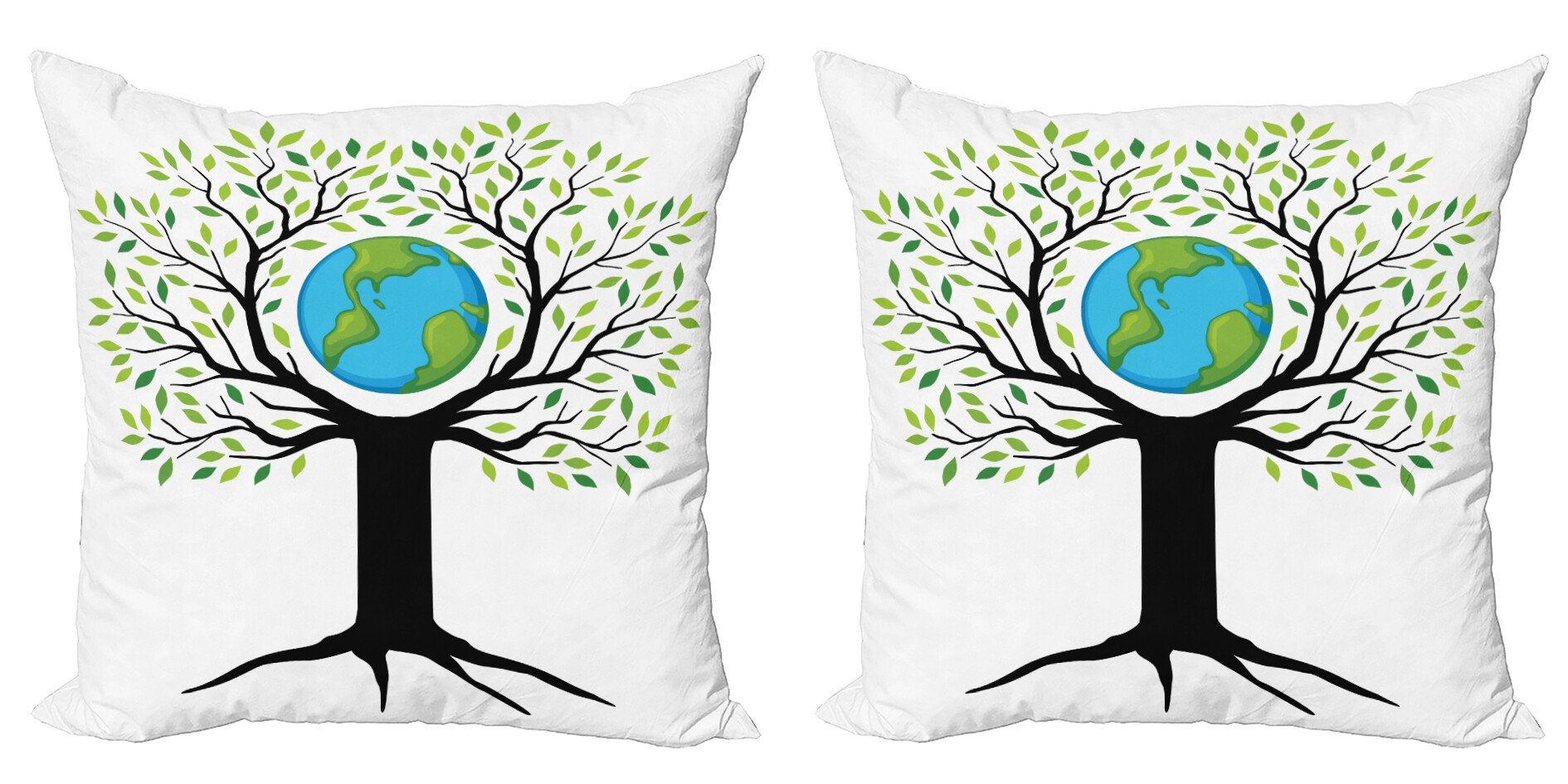 Kissenbezüge Modern Accent Doppelseitiger Digitaldruck, Abakuhaus (2 Stück), Baum Grüne Erde Freundlich