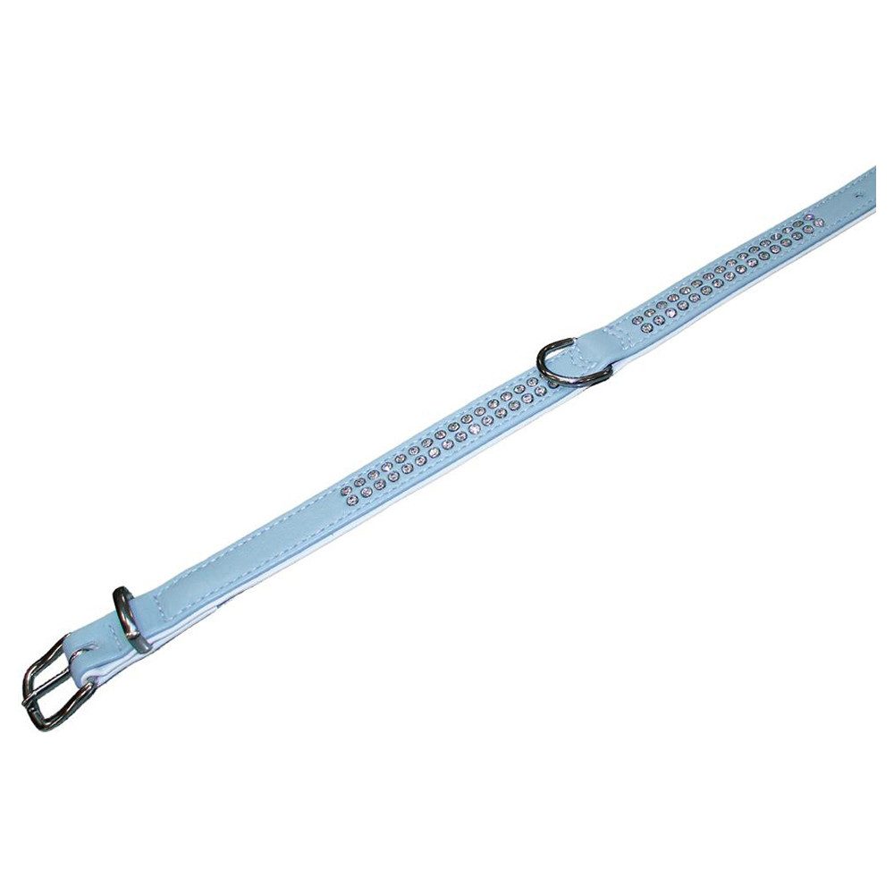 Nobby Hunde-Halsband Halsband Crystal zweireihig hellblau/weiß