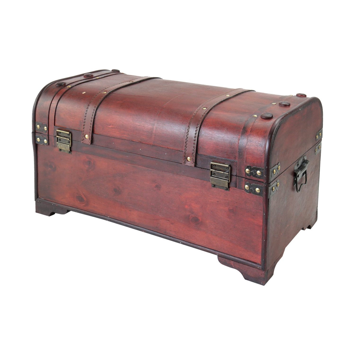 HMF Schatzkiste Schatztruhe aus Holz, große Schatzkiste, mit dekorativem Schloss für Kindergeburtstag, 54 x 28 x 30 cm, Mexiko – Bild 4 von 5