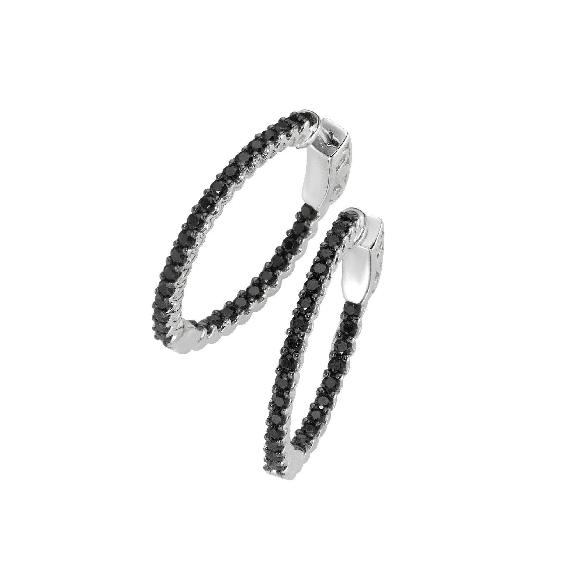 Paar Creolen mit schwarzen Zirkonia, Silber 925