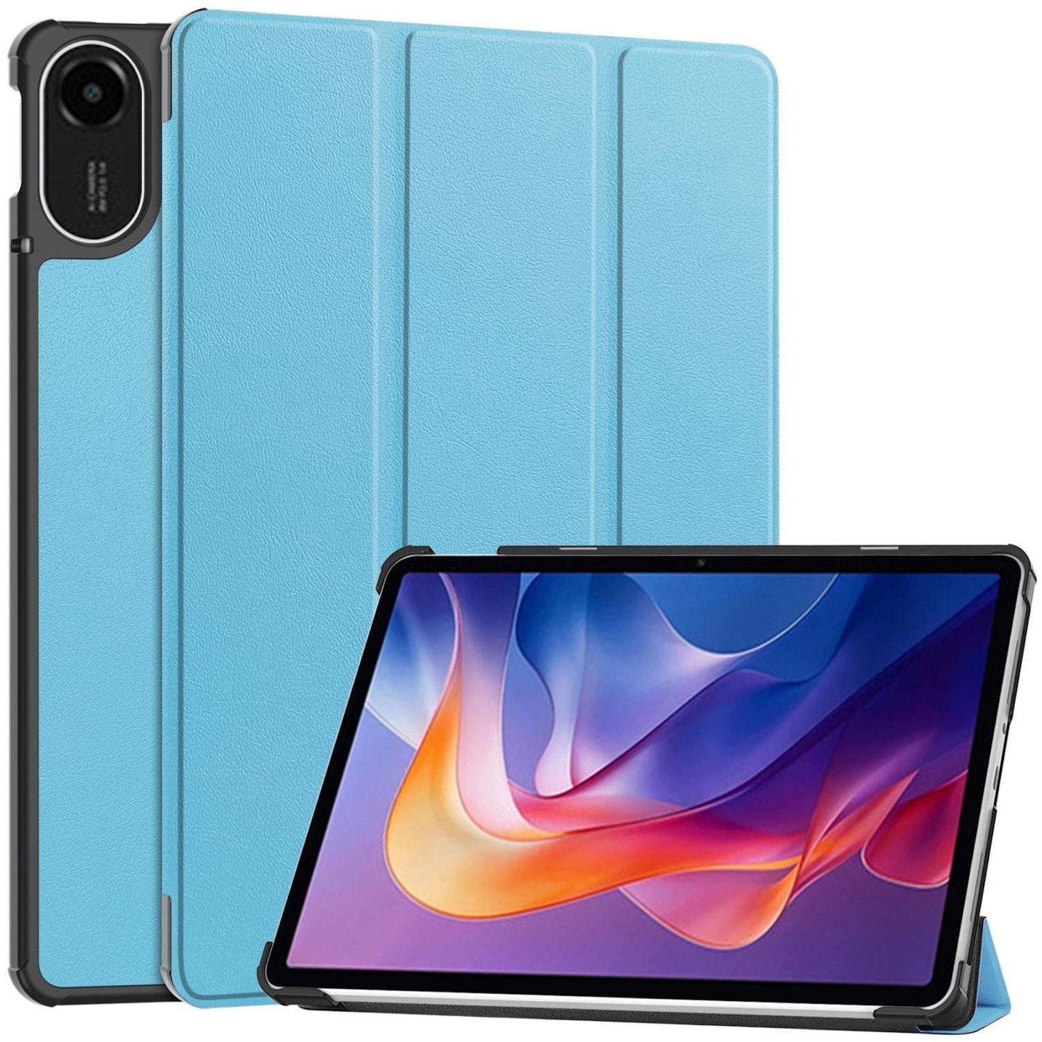 Wigento Tablet-Hülle Für Xiaomi Redmi Pad 2 4G 11 Zoll 2025 3folt Wake UP Tasche Hellblau, 3-Fach Halterung, Kratzfest, Leicht