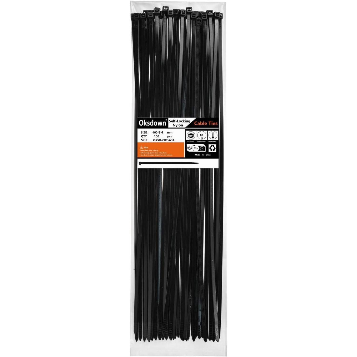 LuxusKollektion Kabelbinder Kabelbinder Schwarz 400mm x 3,6mm Nylon UV 100st