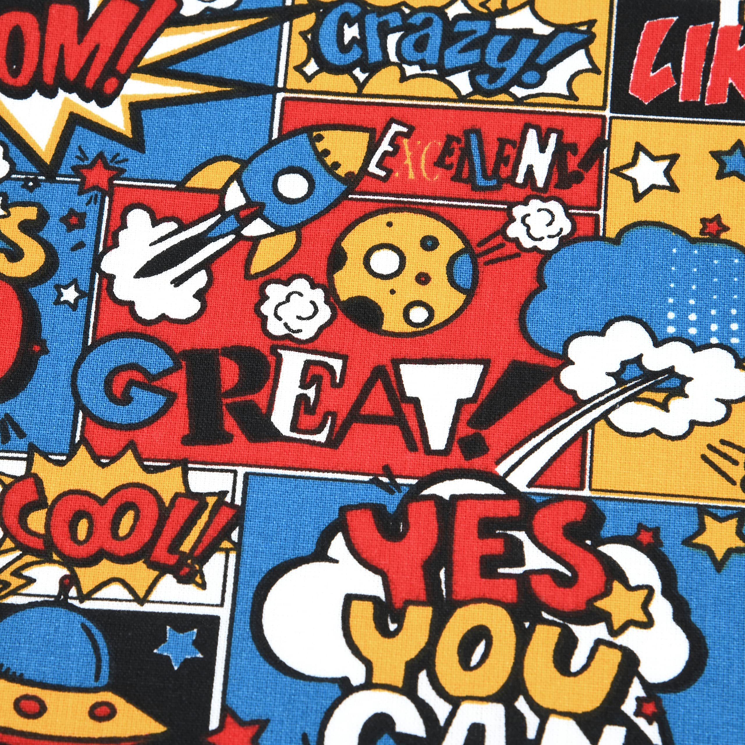 MAGAM-Stoffe Stoff "Yes You Can", Comic Kinder Baumwollstoff ÖKO-TEX Meterware ab 50cm