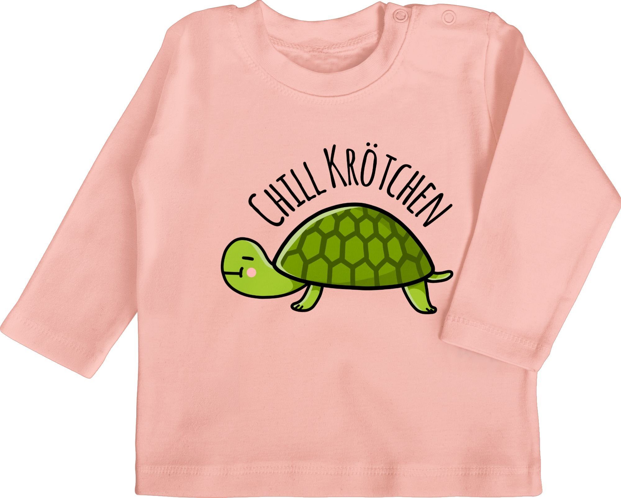 Print Animal Baby Shirtracer Krötchen Chill Tiermotiv 3 Babyrosa T-Shirt Schildkröte