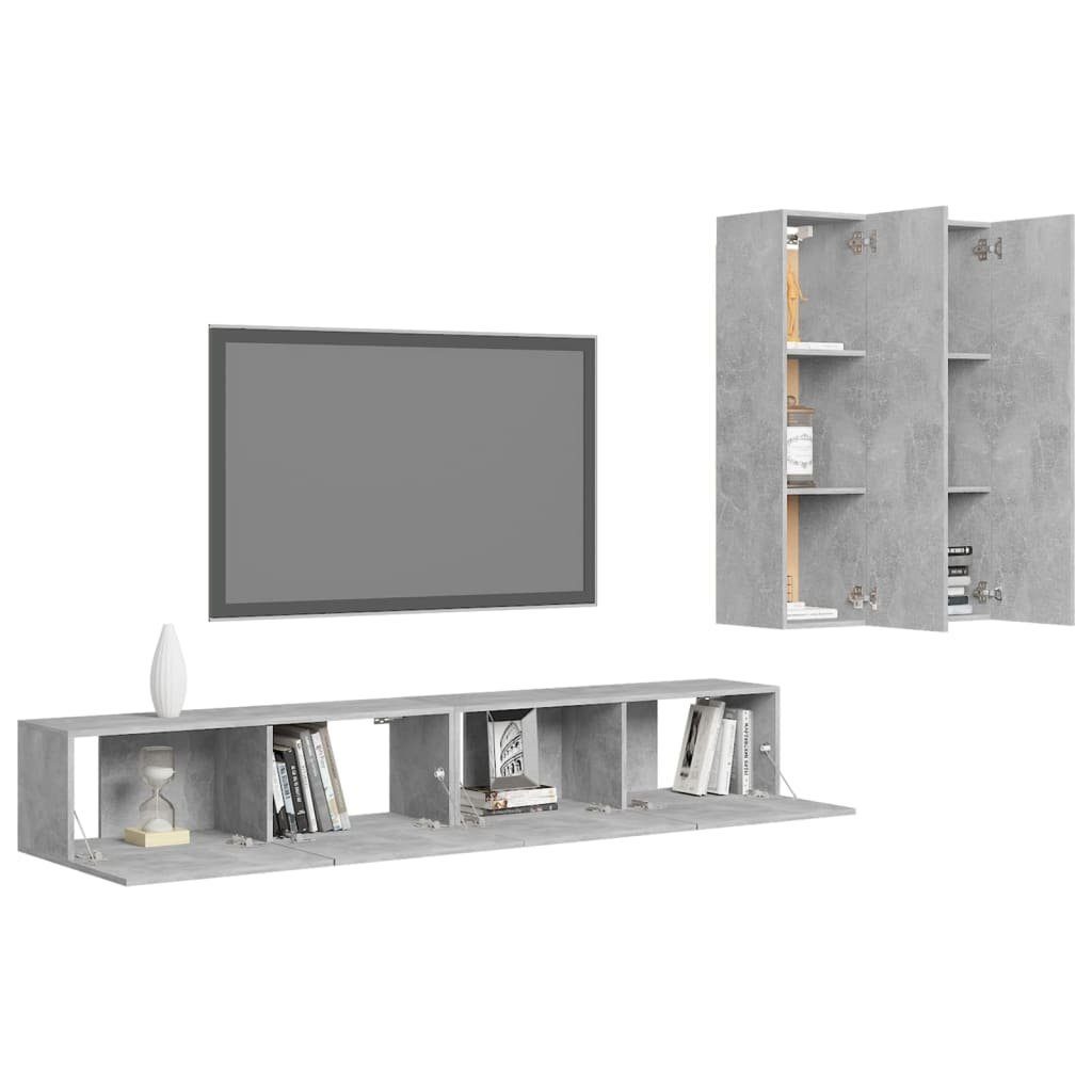 (4-St) vidaXL TV-Schrank Betongrau Holzwerkstoff 4-tlg. TV-Schrank-Set