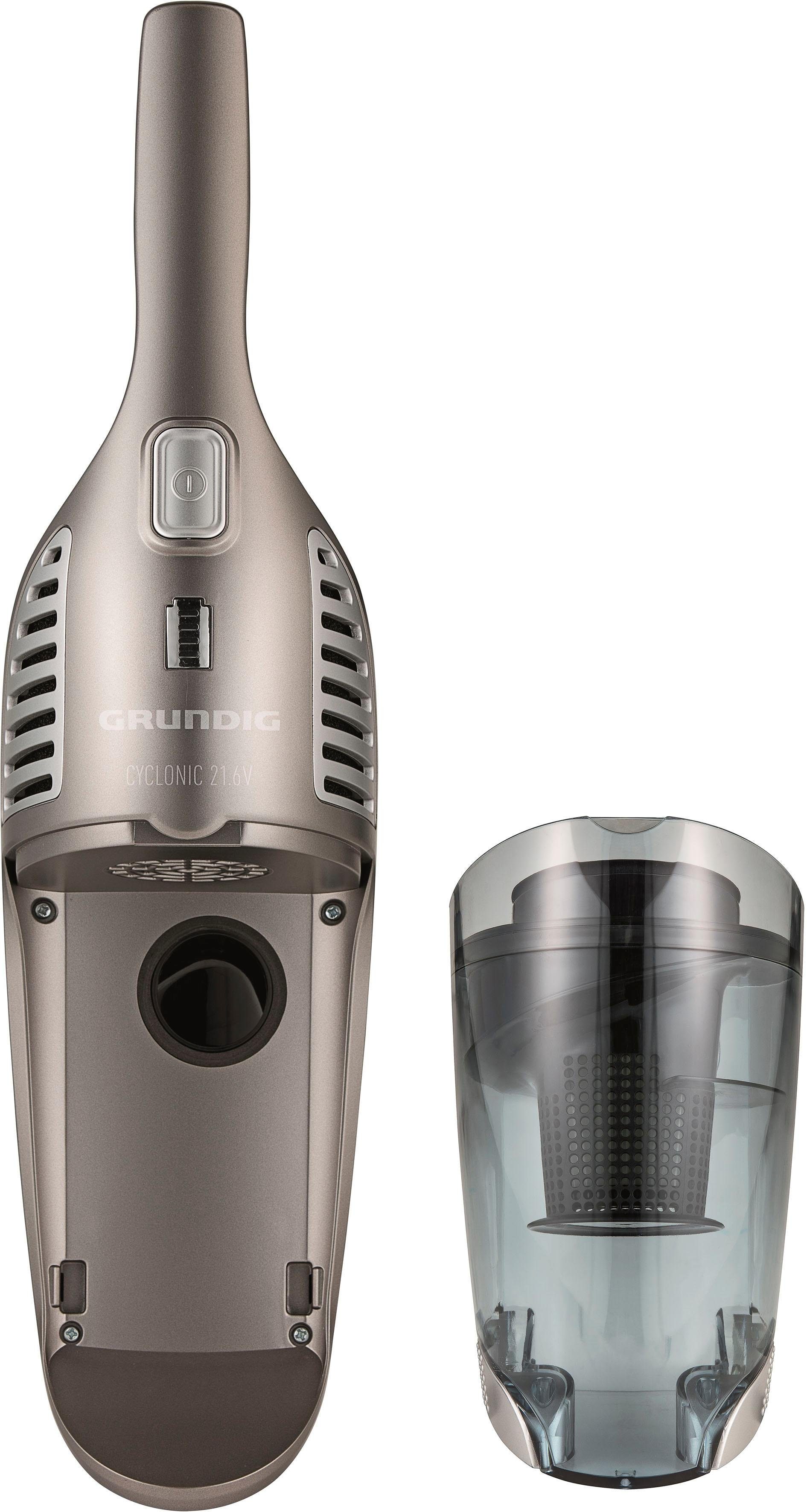 Grundig Akku-Stielstaubsauger VCH 9832, 2- in 1 Akkusauger, herausnehmbares Handteil, beutellos, 75 min Akkulaufzeit, platzsparende Aufbewahrung, 4-stufige Akkuanzeige