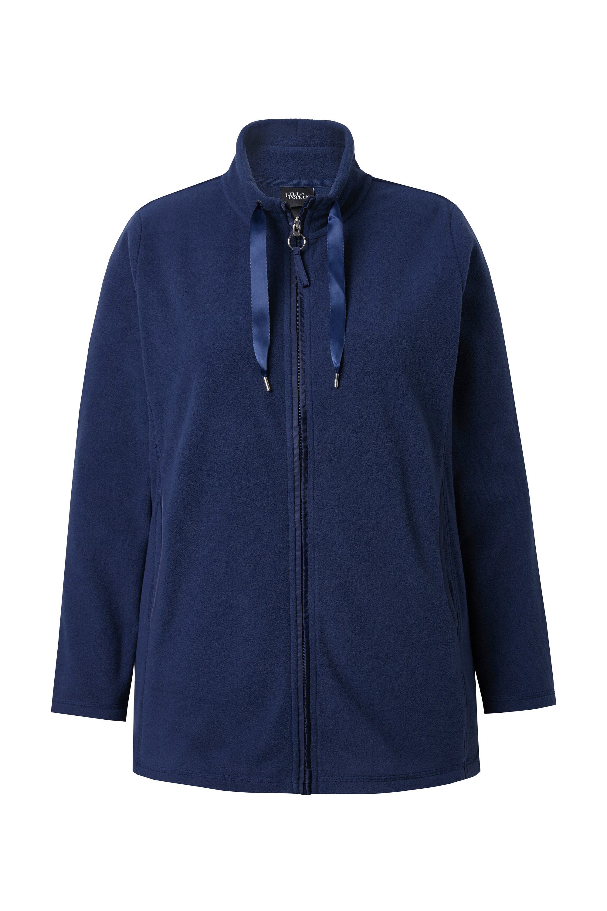 Ulla Popken Sweatjacke Loungewear-Jacke Fleece Satinband Stehkragen günstig online kaufen