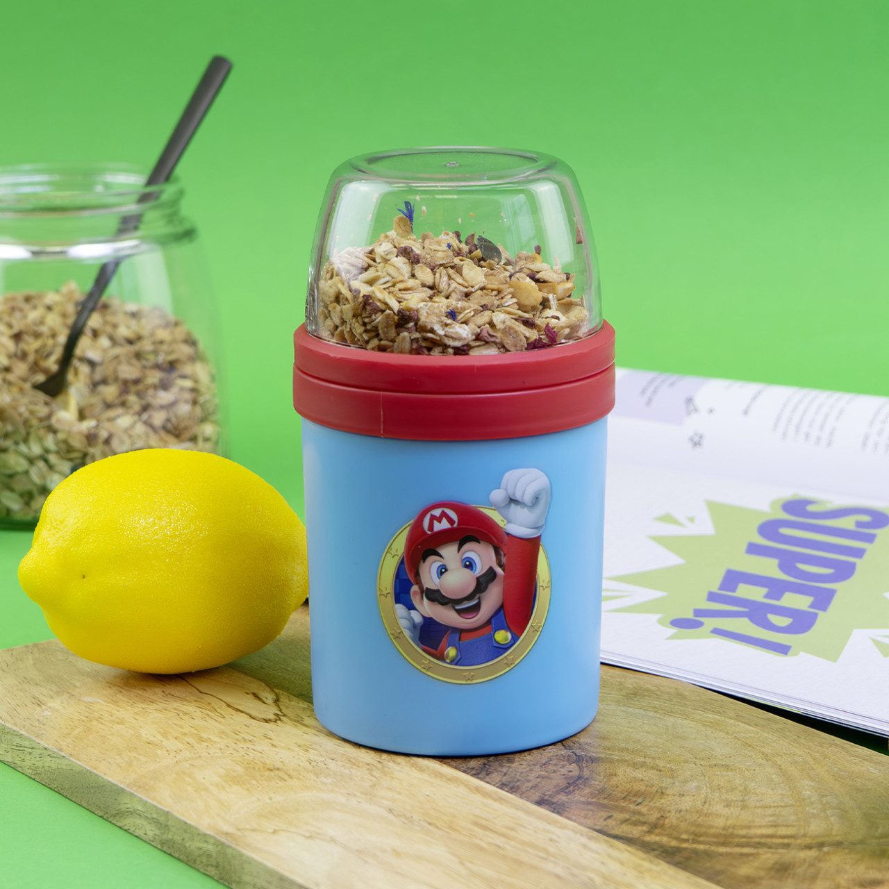 Geda Labels GmbH Lunchbox Super Mario Classic Dimension, PP und PS, (1-tlg), Blau, 575ml, nicht spülmaschinengeeignet