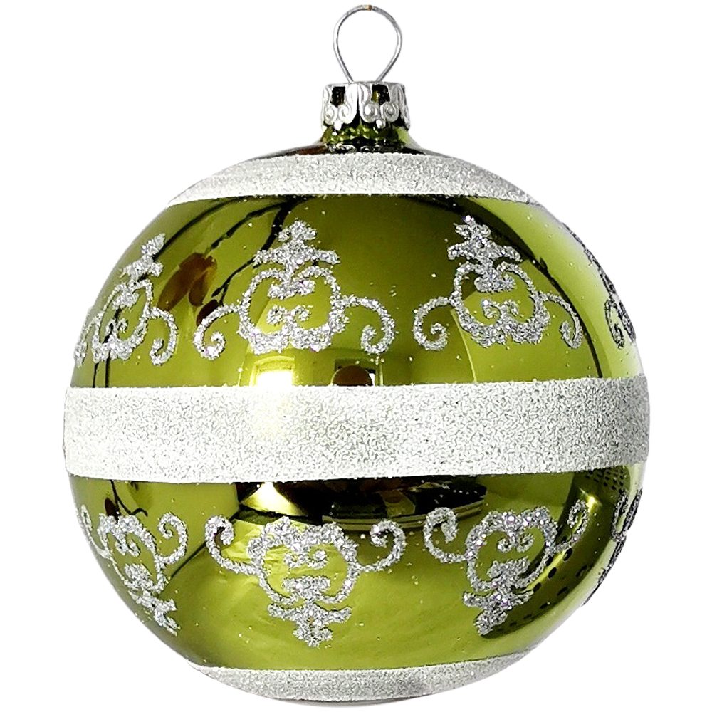 Schatzhauser Weihnachtsbaumkugel Christbaumkugel Barock, grün Ø8cm (1 St), mundgeblasen, handbemalt