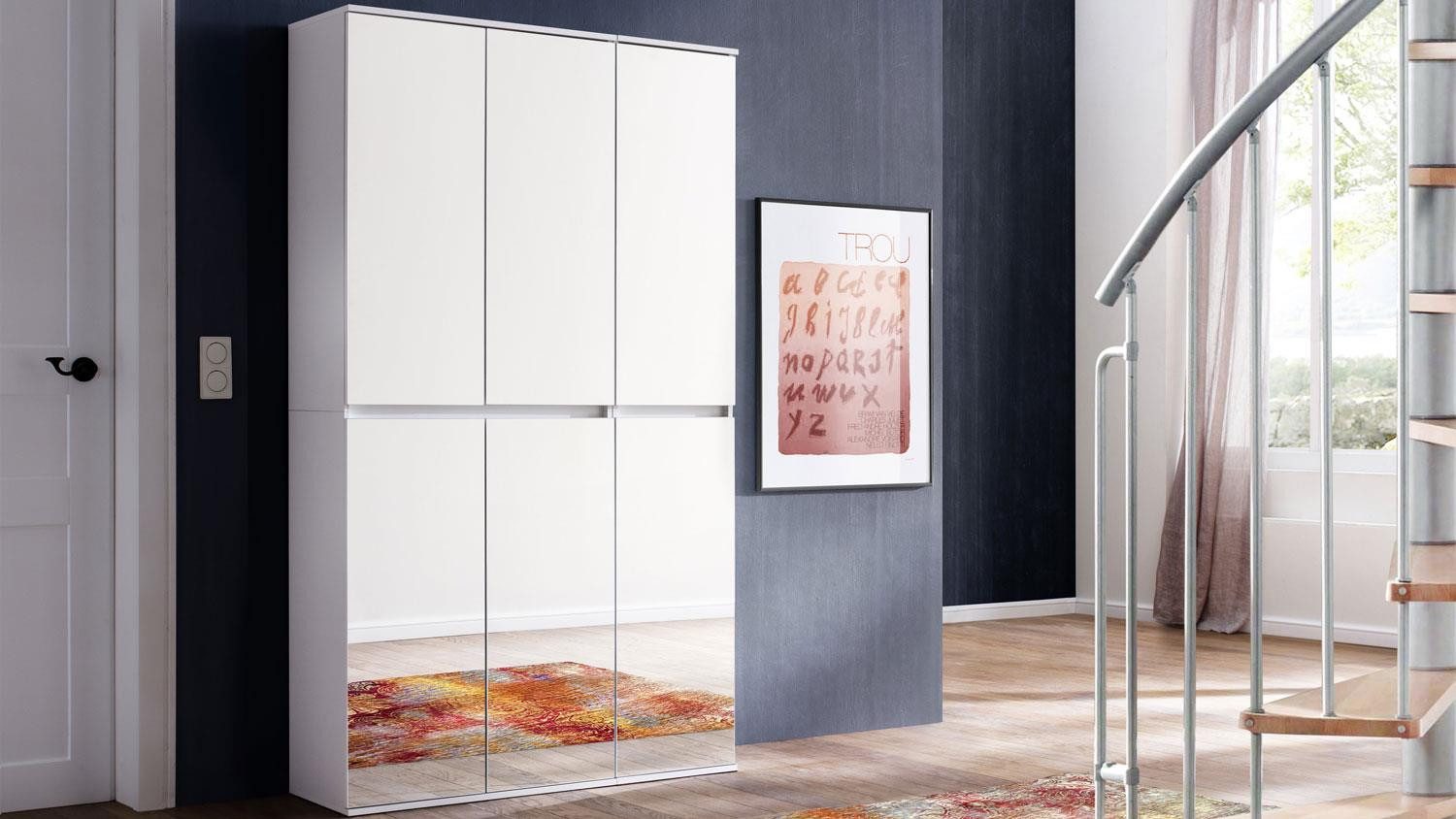 trendteam Garderobenschrank Garderobenschrank Mirror Schuhschrank 6-trg Spiegelfront