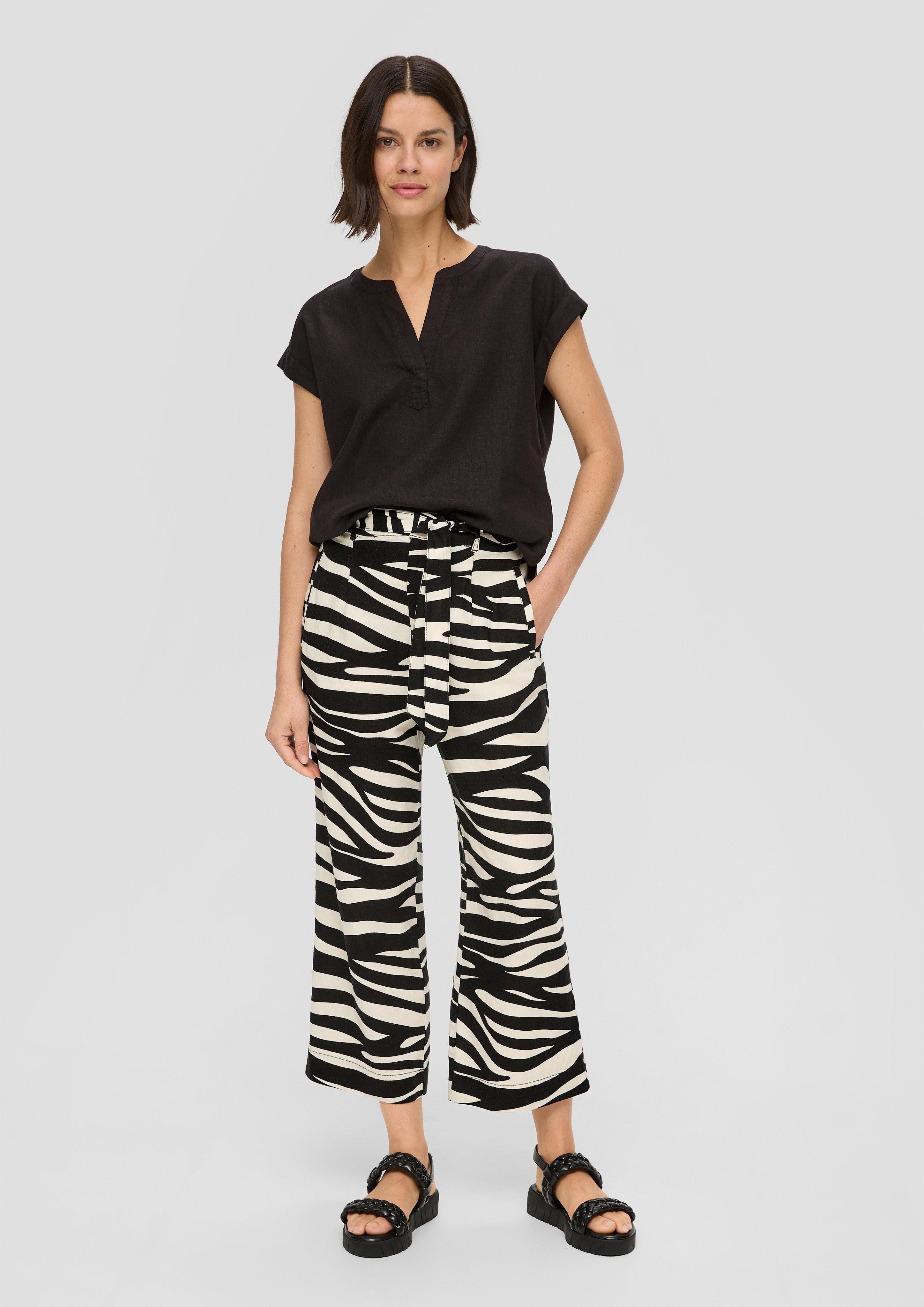 s.Oliver 7/8-Hose Culotte aus Leinenmix Gummizug, Rüschen