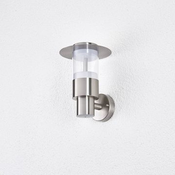 Lindby LED Außen-Wandleuchte Anouk, LED-Leuchtmittel fest verbaut, warmweiß, Modern, Edelstahl, Kunststoff, edelstahl, klar, 1 flammig, inkl.