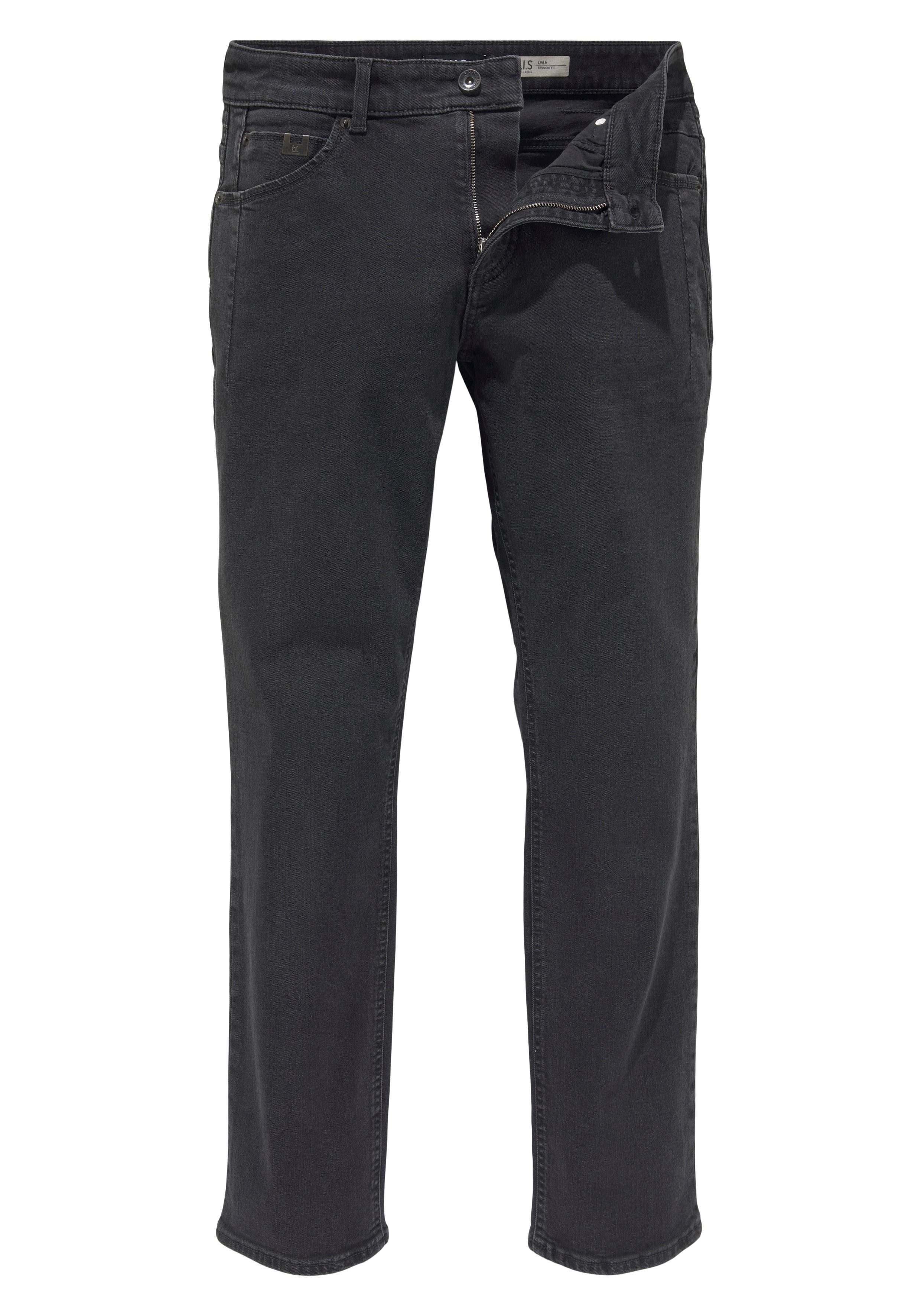 H.I.S durch Wash wassersparende Ozon Ökologische, DALE black-used Produktion Straight-Jeans