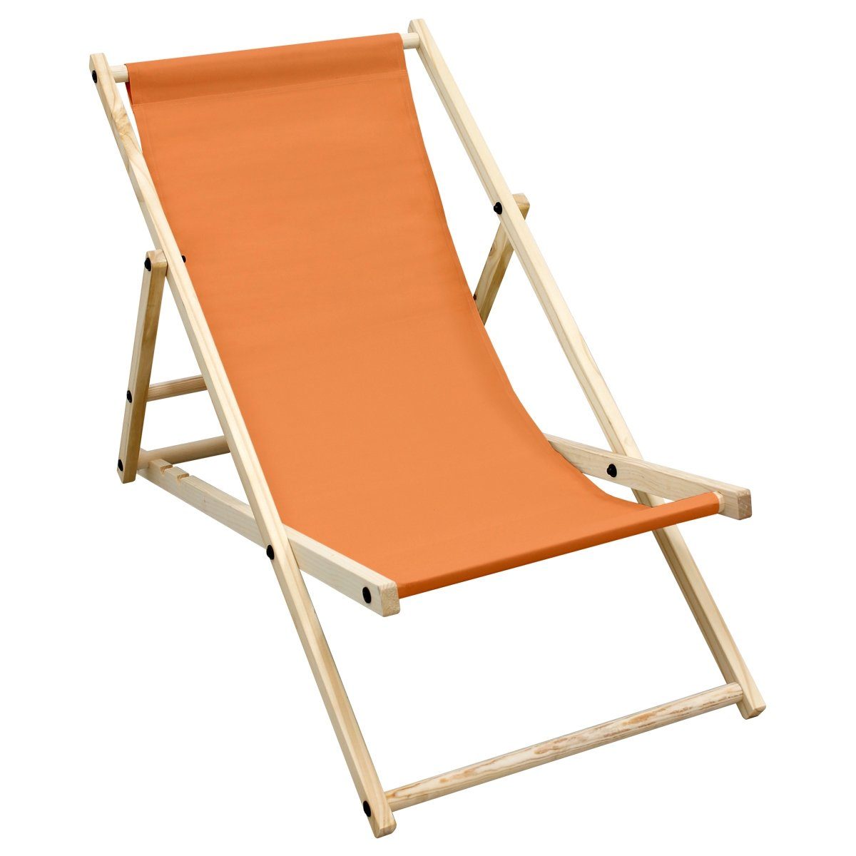 ECD Germany Gartenliege Liegestuhl aus Holz mit 3 Liegepositionen Campingliege, 1 St., Sonnenliege Orange Klappliegestuhl 117x52x10cm Relaxliege