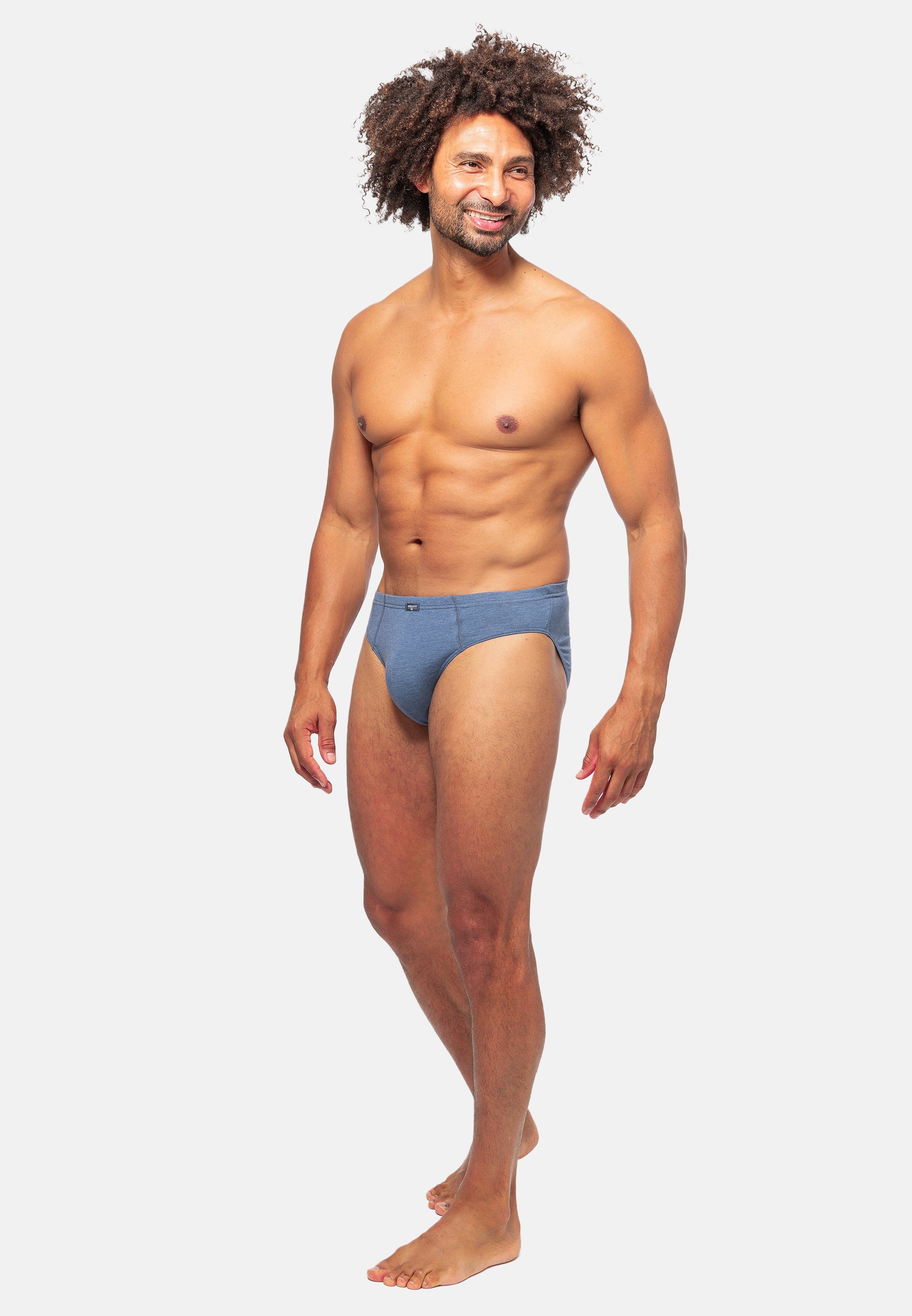 - 3er Ammann / - Slip Baumwolle Denim Blue Schnitt Indigo (Spar-Set, Unterhose Ohne - 3-St) Eingriff Klassischer Slip Pack