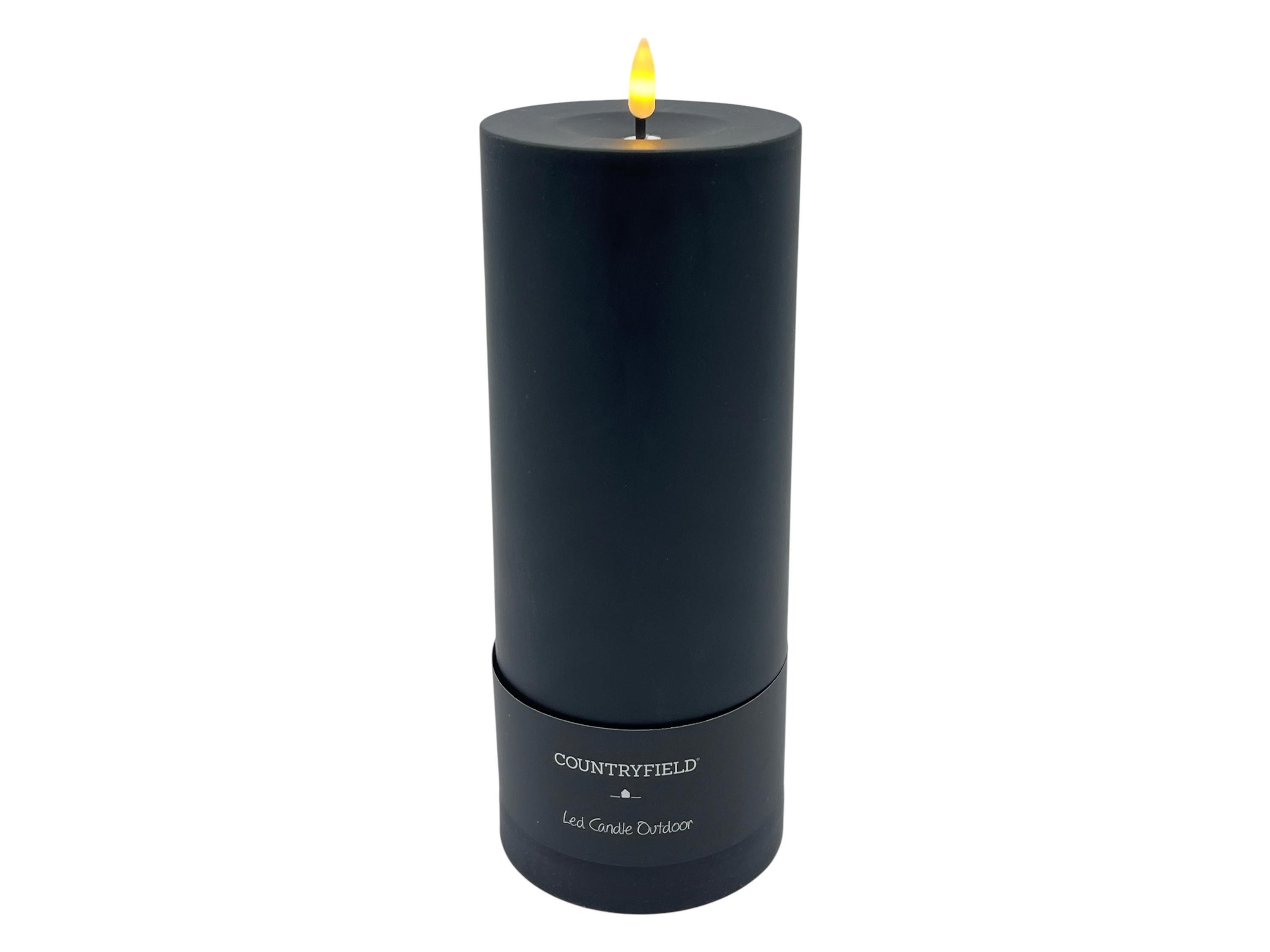 Countryfield LED-Kerze (1-tlg), schwarz Außen 3D Flamme Timer 10x27,5cm
