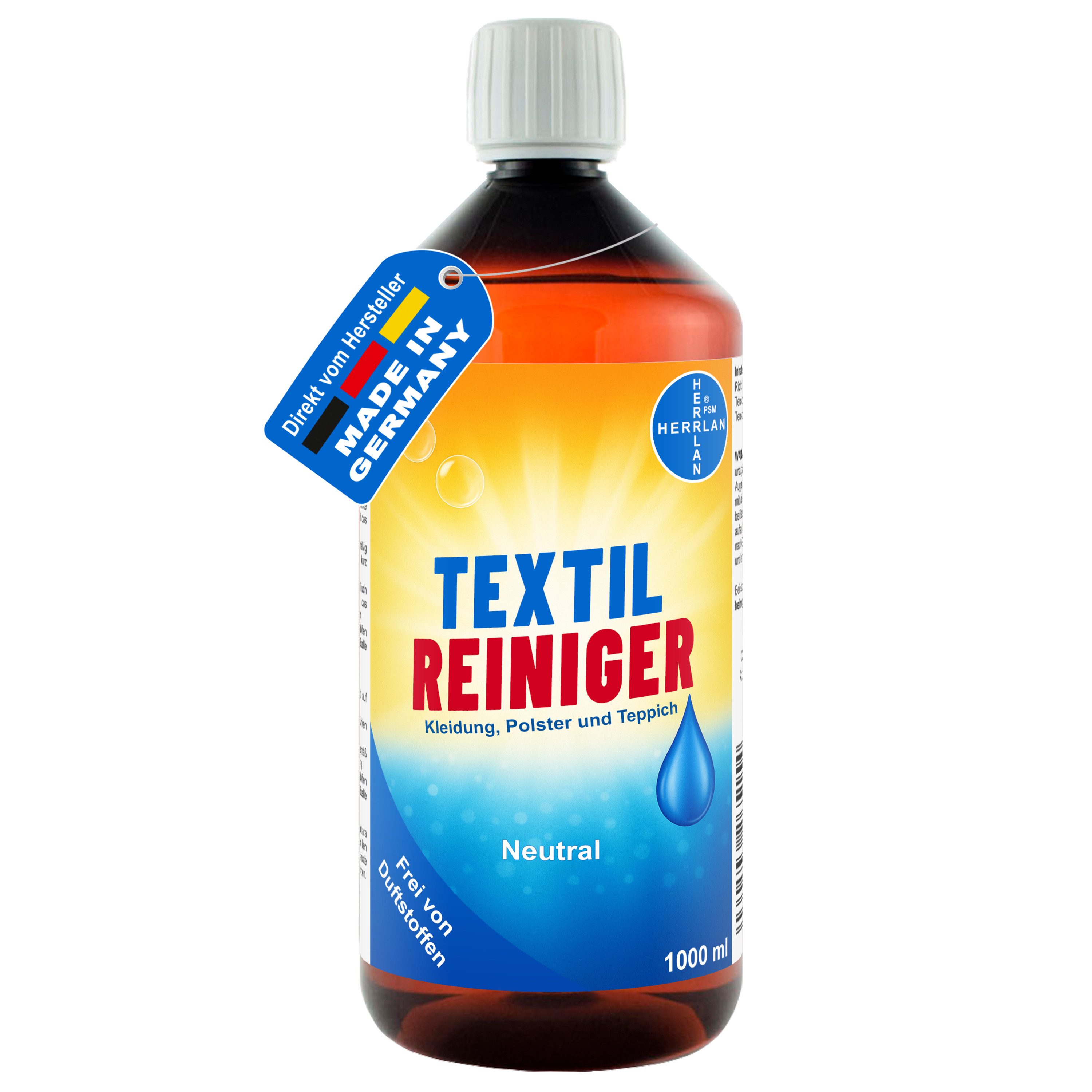 HERRLAN Textilreiniger / Polsterreiniger (für Kleidung, Polster und Teppich 1000 ml - Made in Germany)