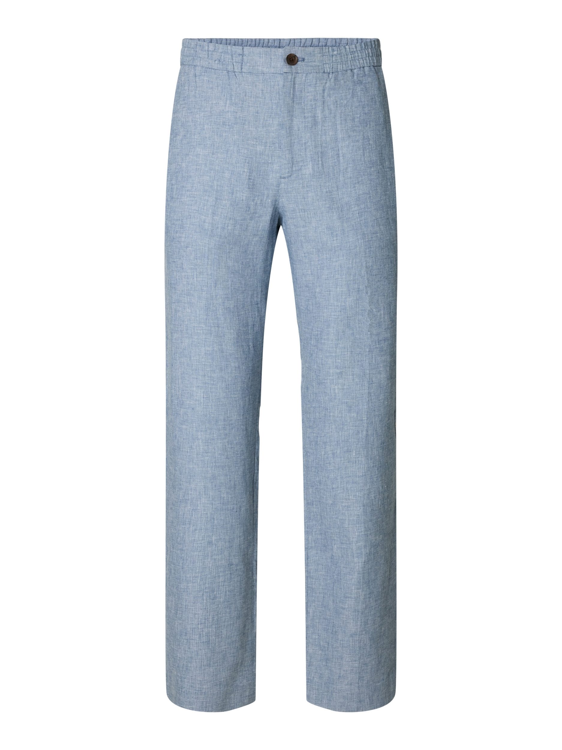 SELECTED HOMME Anzughose - Leinenhose aus Leinenmix mit elastischem Bund - Stoffhose Herren Anzughose aus Leinenmix mit elastischem Bund und Bügelfalten