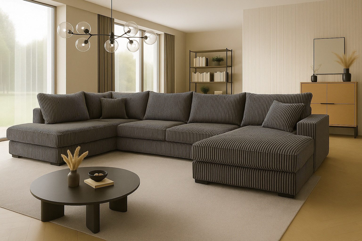 Ecksofa FABIO 328x182 cm mit Schlaffunktion, Bonellfederkern und Bettkasten