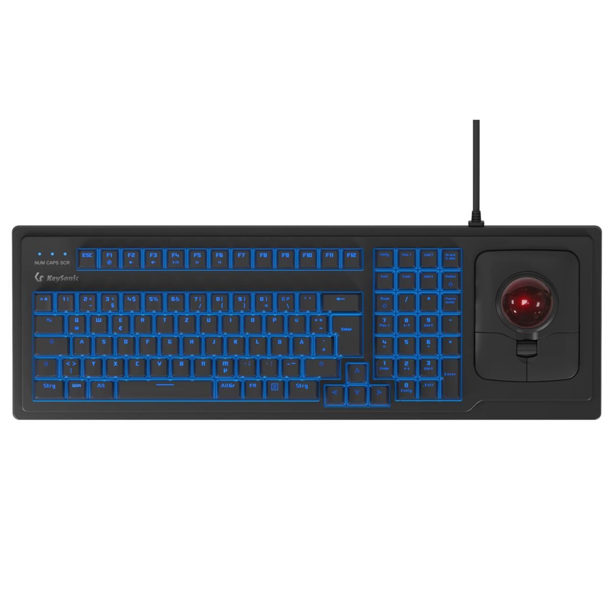 KEYSONIC KSK-8202ELU-T Full-Size Tastatur mit Trackball PC-Tastatur