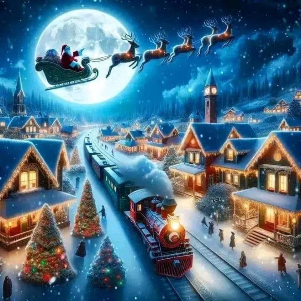 Rötting Design Malen nach Zahlen Diamond Painting Set 5D DIY Motiv weihnachtlicher Schlittenexpress (Komplett-Set), Diamond Painting Vollbild, Lieferung enthält alle Utensilien