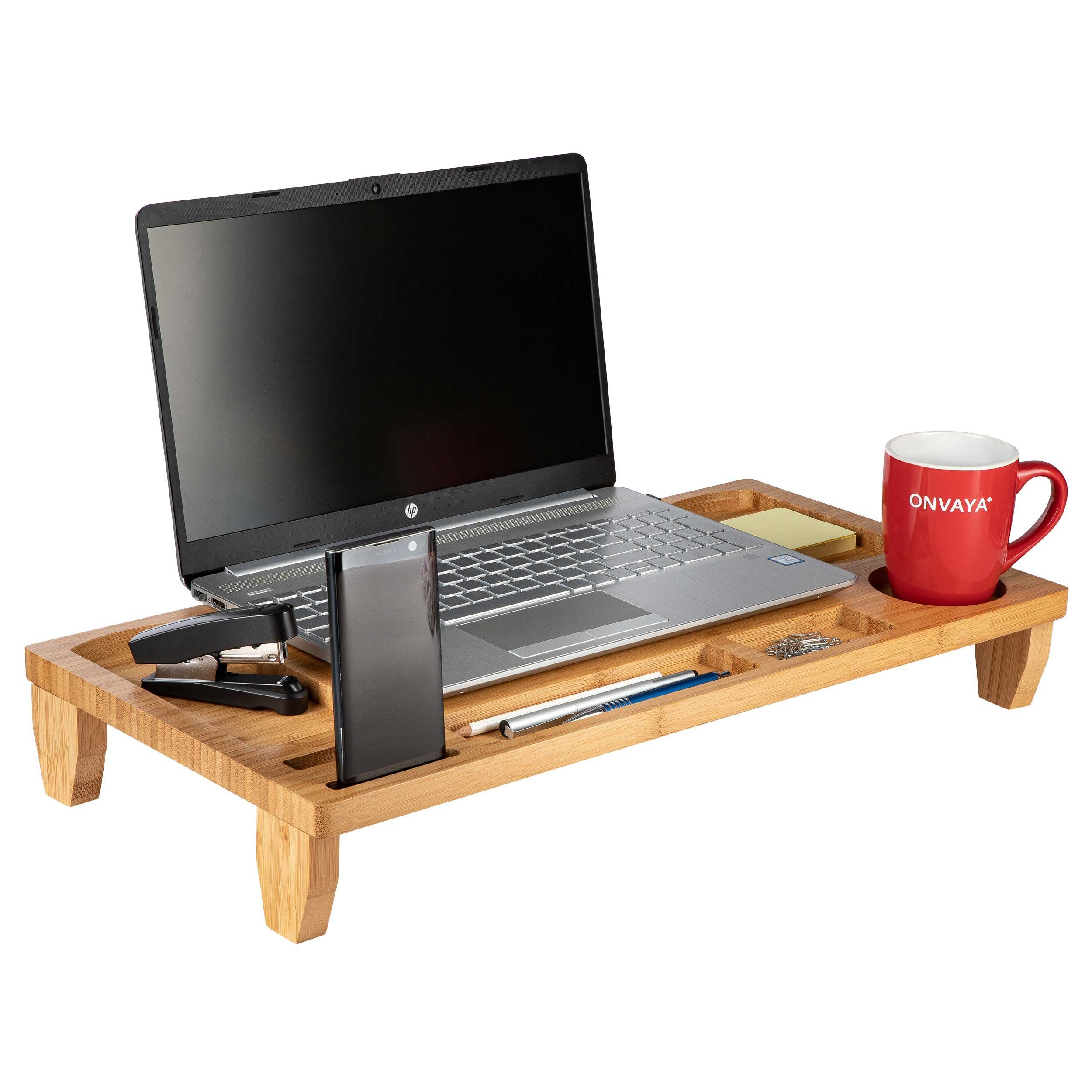 ONVAYA Monitorständer Bambus, Laptopständer, Bildschirmerhöhung Laptop- Ständer