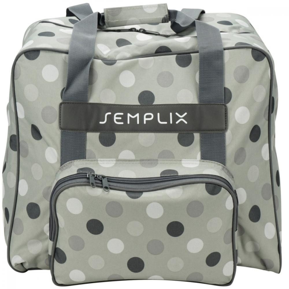 Semplix Nähmaschinentasche - Overlock-Tasche Polka Dots stein/grau 44 x 38 x 33 cm (B x H x T)