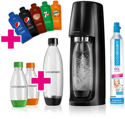 SodaStream Wassersprudler »EASY«, (Set, 6-tlg), Promopack PEPSI, 1 x SodaStream Easy (schwarz), 1 x SodaStream CO2-Zylinder, 1 x PET-Flasche 1 L, 2 x PET-Flasche 0,5 L, 5 x Sirupproben