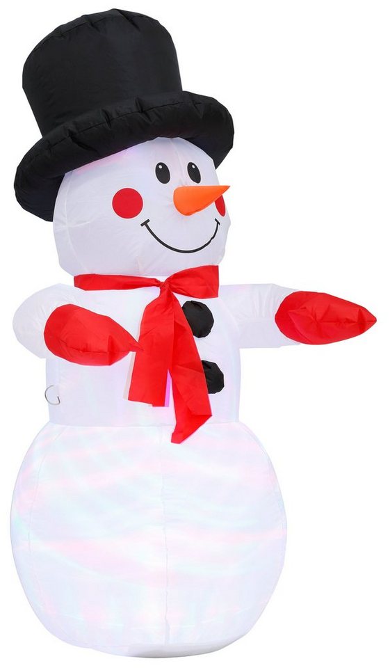 BONETTI LED Dekofigur Weihnachtsdeko aussen, LED fest integriert, RGB,  selbstaufblasender Schneemann, Höhe ca. 120 cm