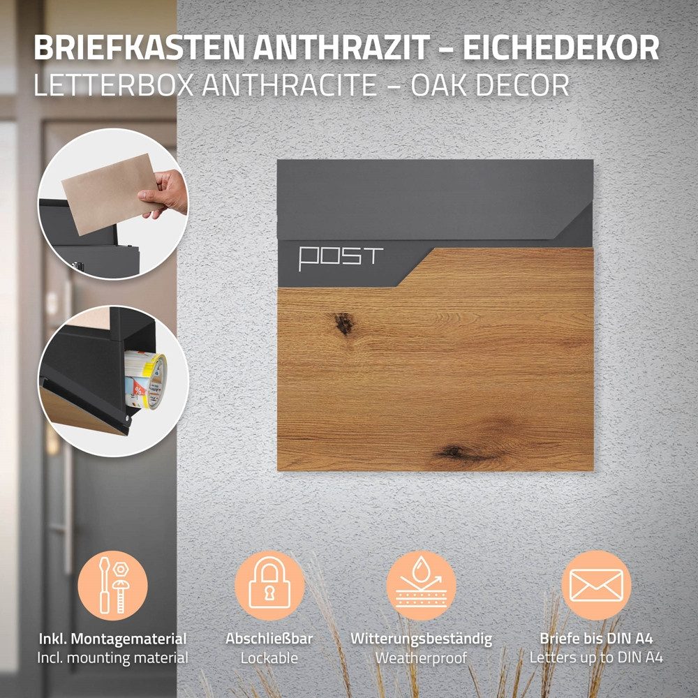 ML-DESIGN Standbriefkasten Briefkasten Postkasten mit Zeitungsfach, günstig online kaufen