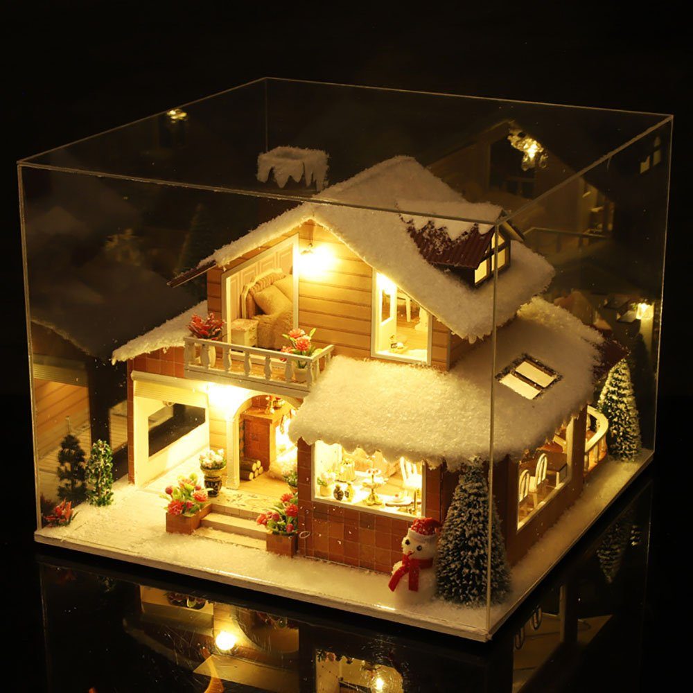 Cute Room 3D-Puzzle DIY Miniature Haus Puppenhaus Weihnachtschalet