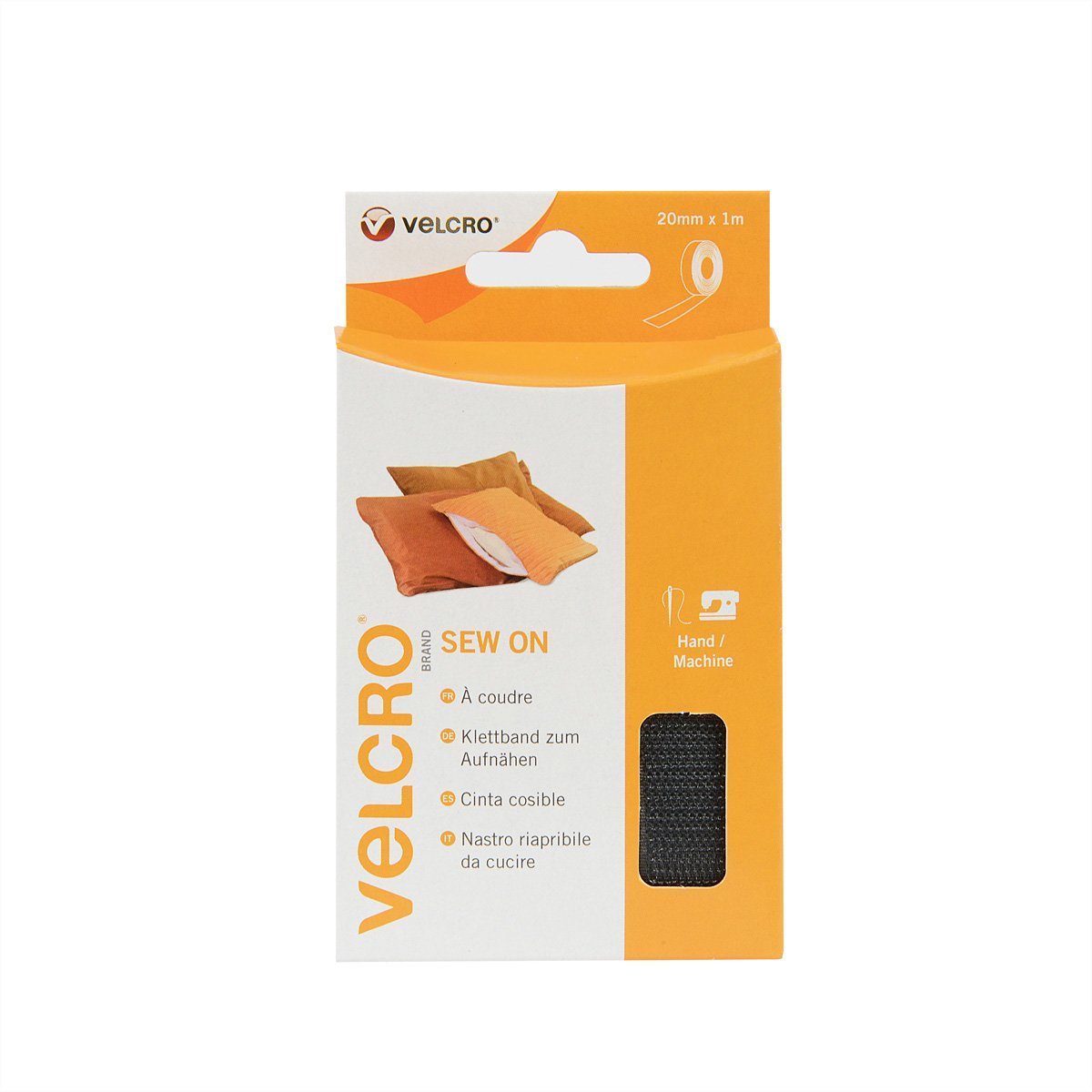 VELCRO Kabelbinder Klettband zum Aufnähen Haken & Flausch 20mm x 1m Schwarz, VEL-EC60299