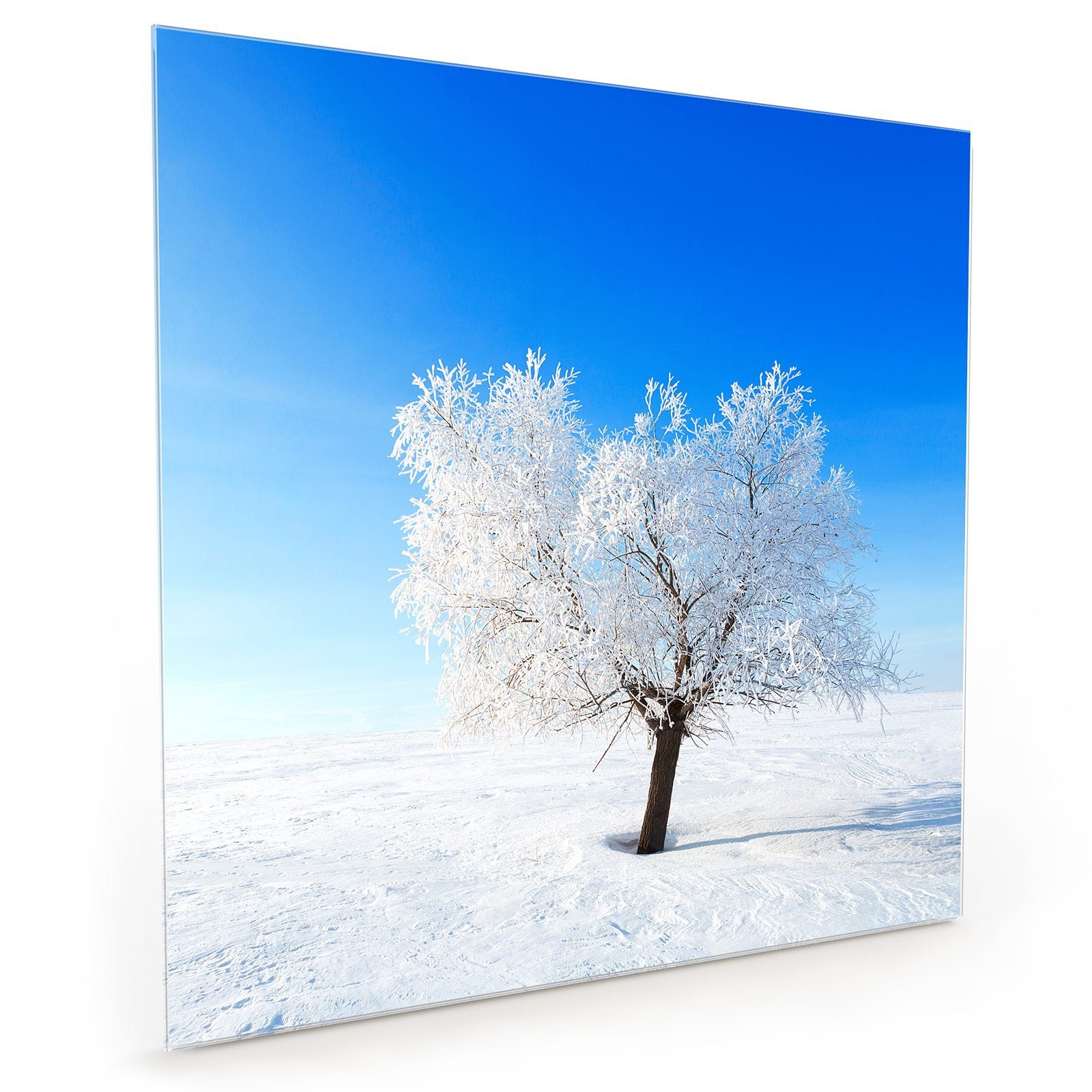 Winterlandschaft in Spritzschutz mit Küchenrückwand Baum Glas Primedeco Küchenrückwand Motiv