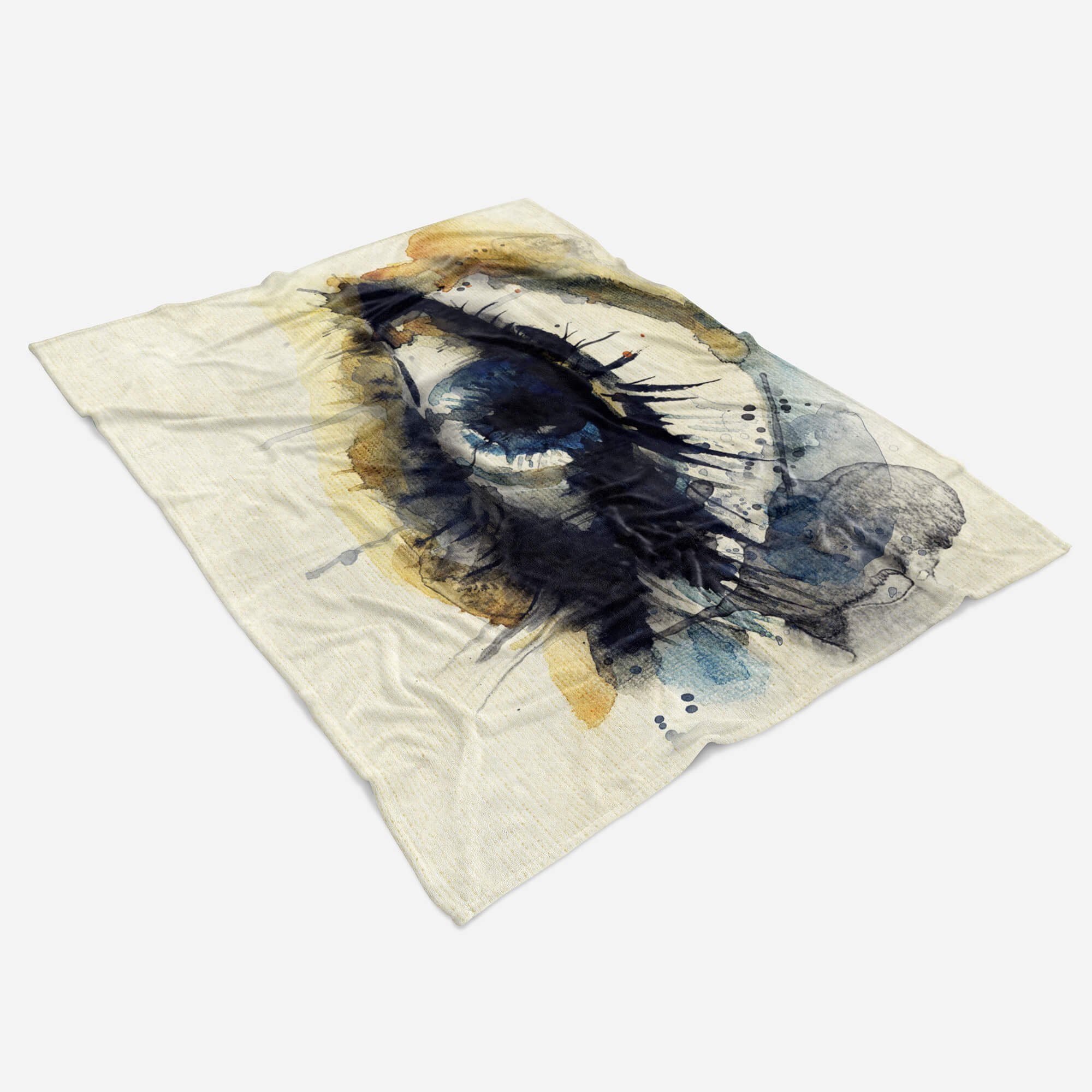 Sinus Art Saunatuch Handtuch Handtücher Wasserfarben, Fotomotiv Baumwolle-Polyester-Mix Handtuch mit Strandhandtuch Auge Kuscheldecke (1-St)