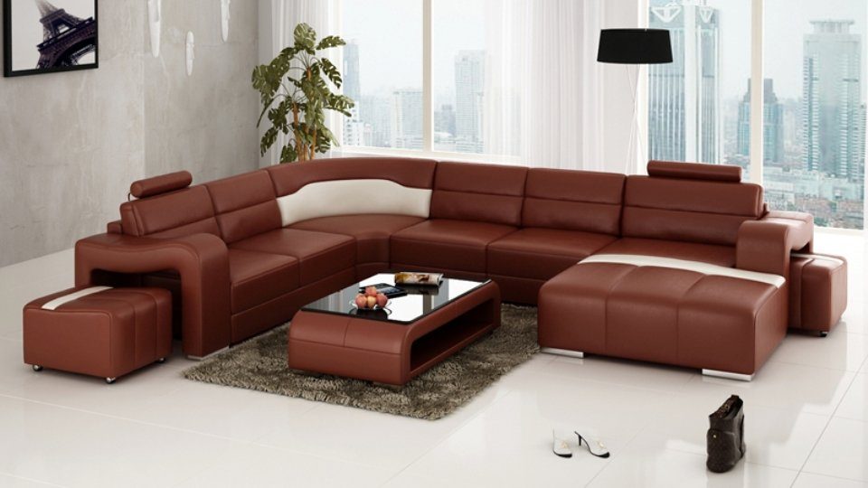 Ledersofa Ecksofa, Ecksofa JVmoebel Wohnlandschaft Design Modern Sofa Couch Eck