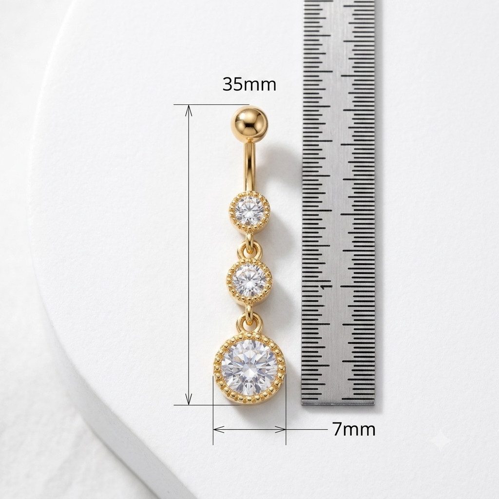 Karisma Schmuck Bauchnabelpiercing Nabelstecker 18K Gold Anhänger – Banane, mit 3 funkelnden Zirkonia-Steinen