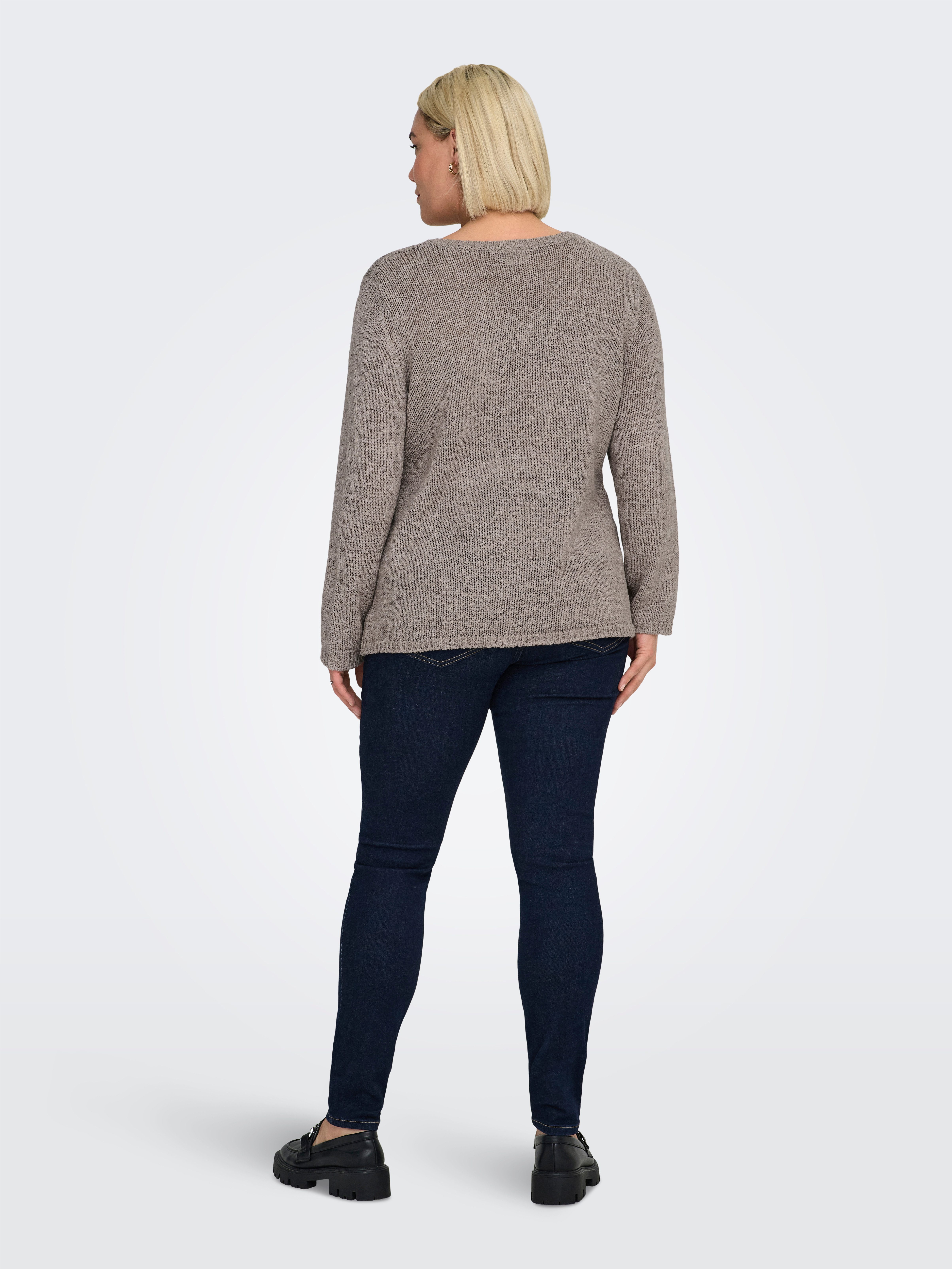 ONLY CARMAKOMA V-Ausschnitt-Pullover CARGEENA L/S V-NECK KNT NOOS