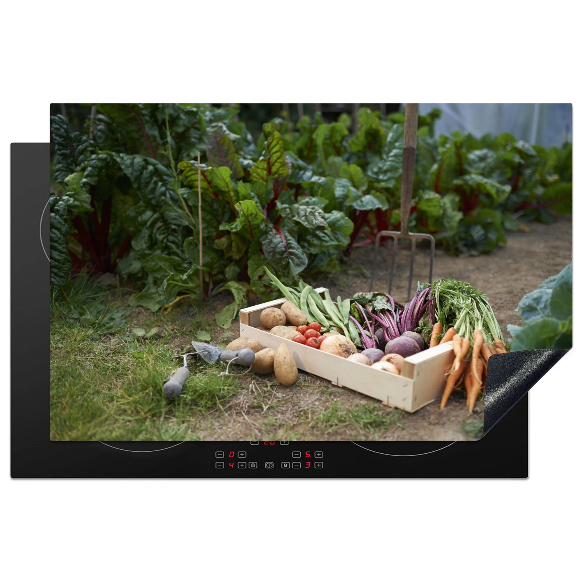 küche, MuchoWow Gemüse Schutz im Induktionskochfeld Ceranfeldabdeckung Herdblende-/Abdeckplatte cm, 81x52 tlg), die Vinyl, Garten, (1 für