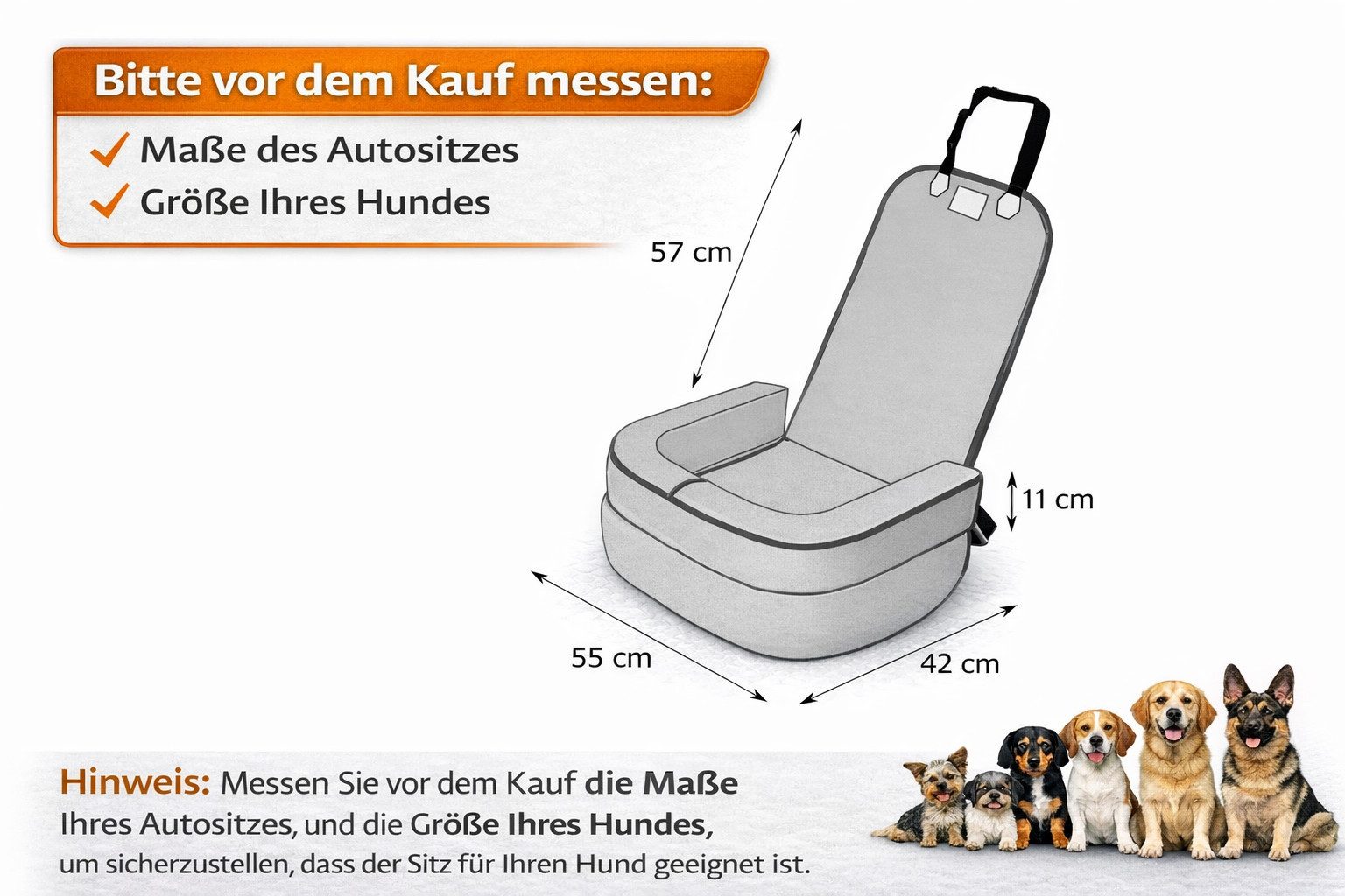 Hobbydog Tier-Autobett HOBBYDOG Hundeautositz BACK Universal 55x42x57cm Oxford, waschbar, PU-Schaum-Einsätze an den Seiten, einfache Montage