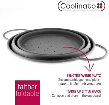 Coolinato Küchensieb 24 cm grau, 100% Platin Silikon, (Siebeset), faltbar