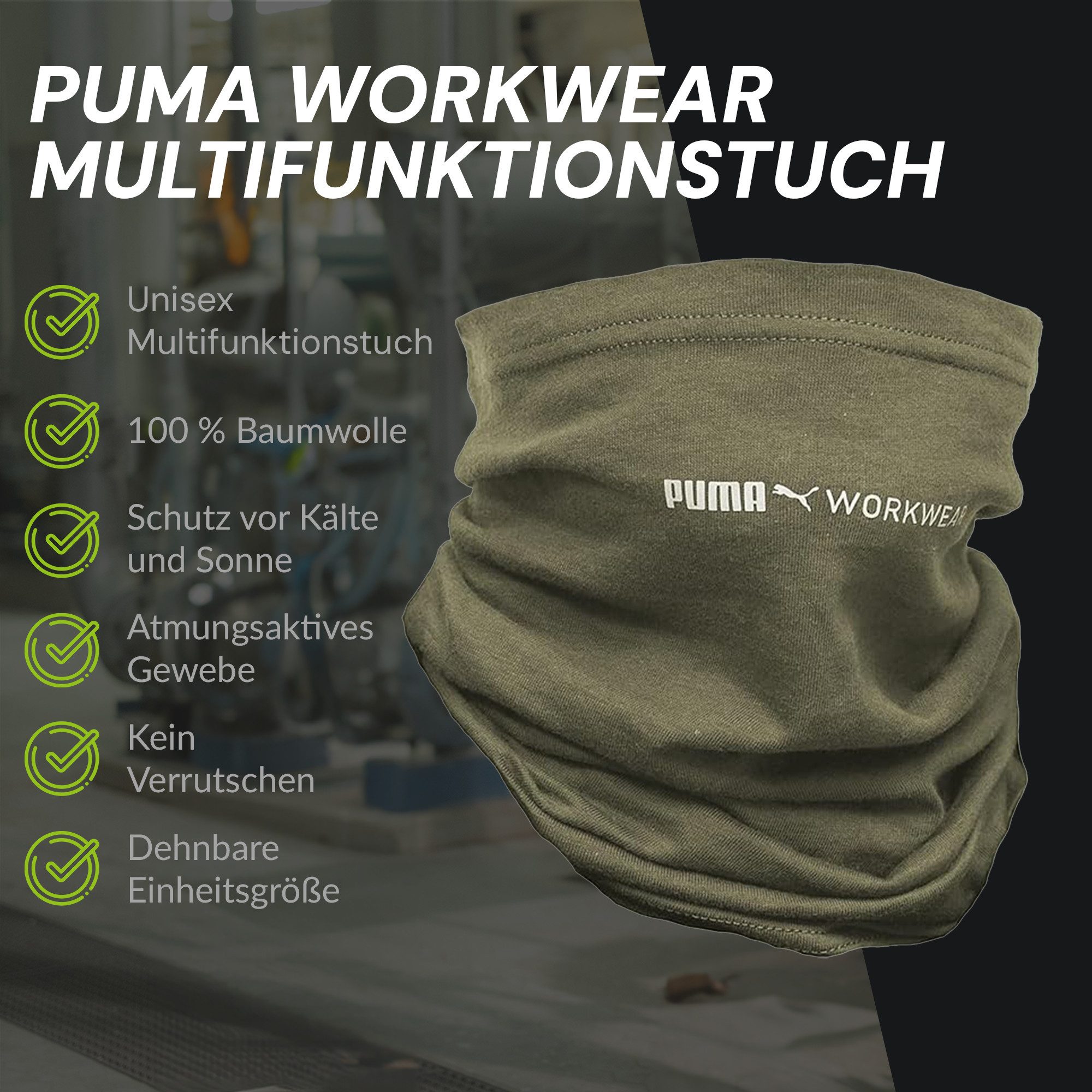 PUMA Workwear Multifunktionstuch - Schlauchschal, Halswärmer - Winddicht - Ideal für die Outdoor Arbeit, Schutz vor UV, Insekten, Wind, Staub und verhindert Brillenbeschlagen