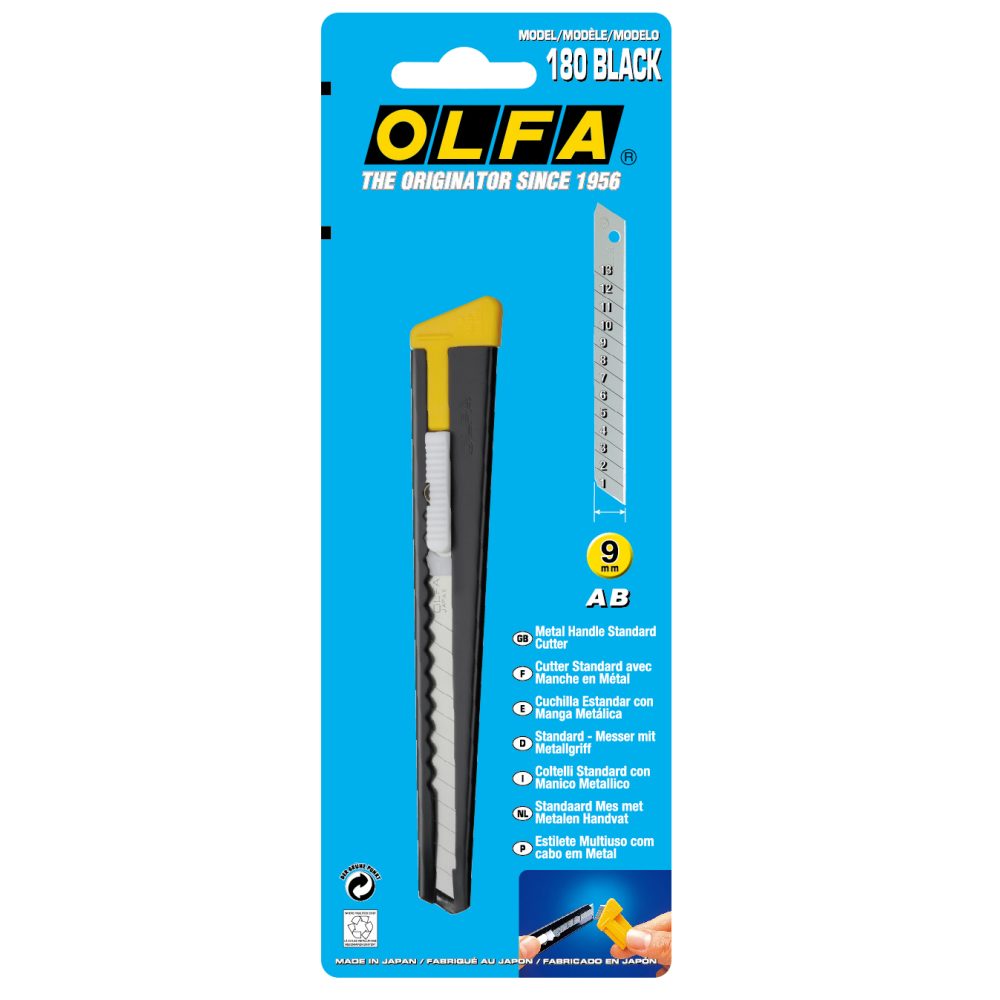 Olfa Cuttermesser Universal-Messer mit abbrechbarer einziehbarer Klinge Drucktastenm.