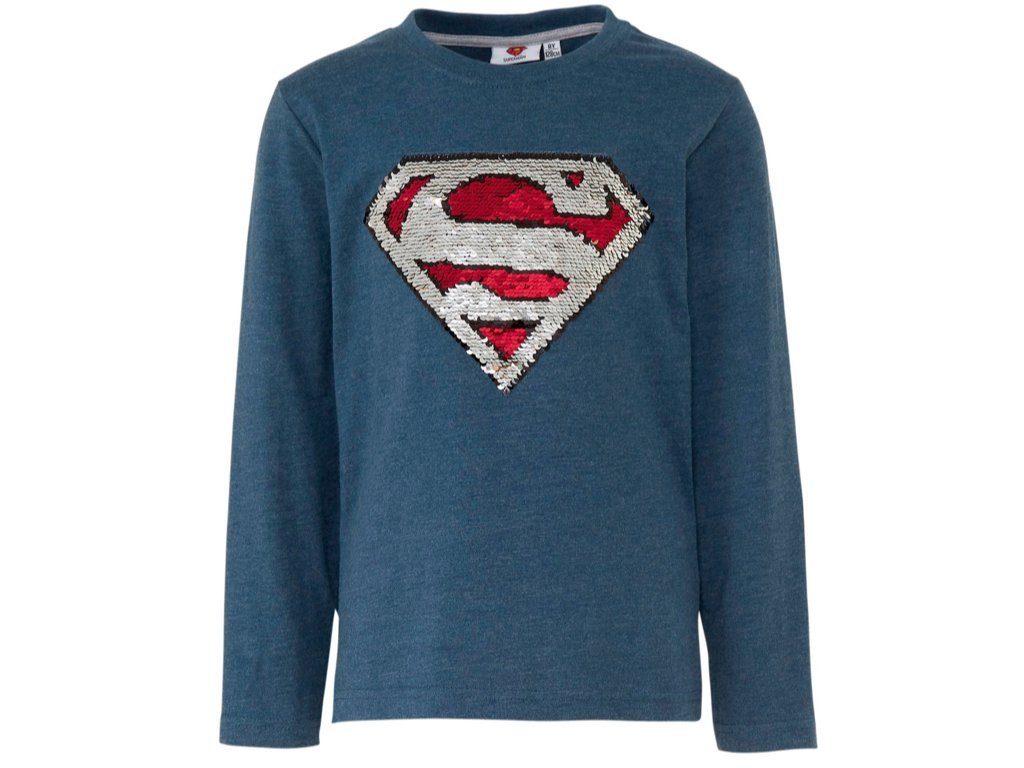 Superman Langarmshirt Superman Langarmshirt mit Wendepailletten