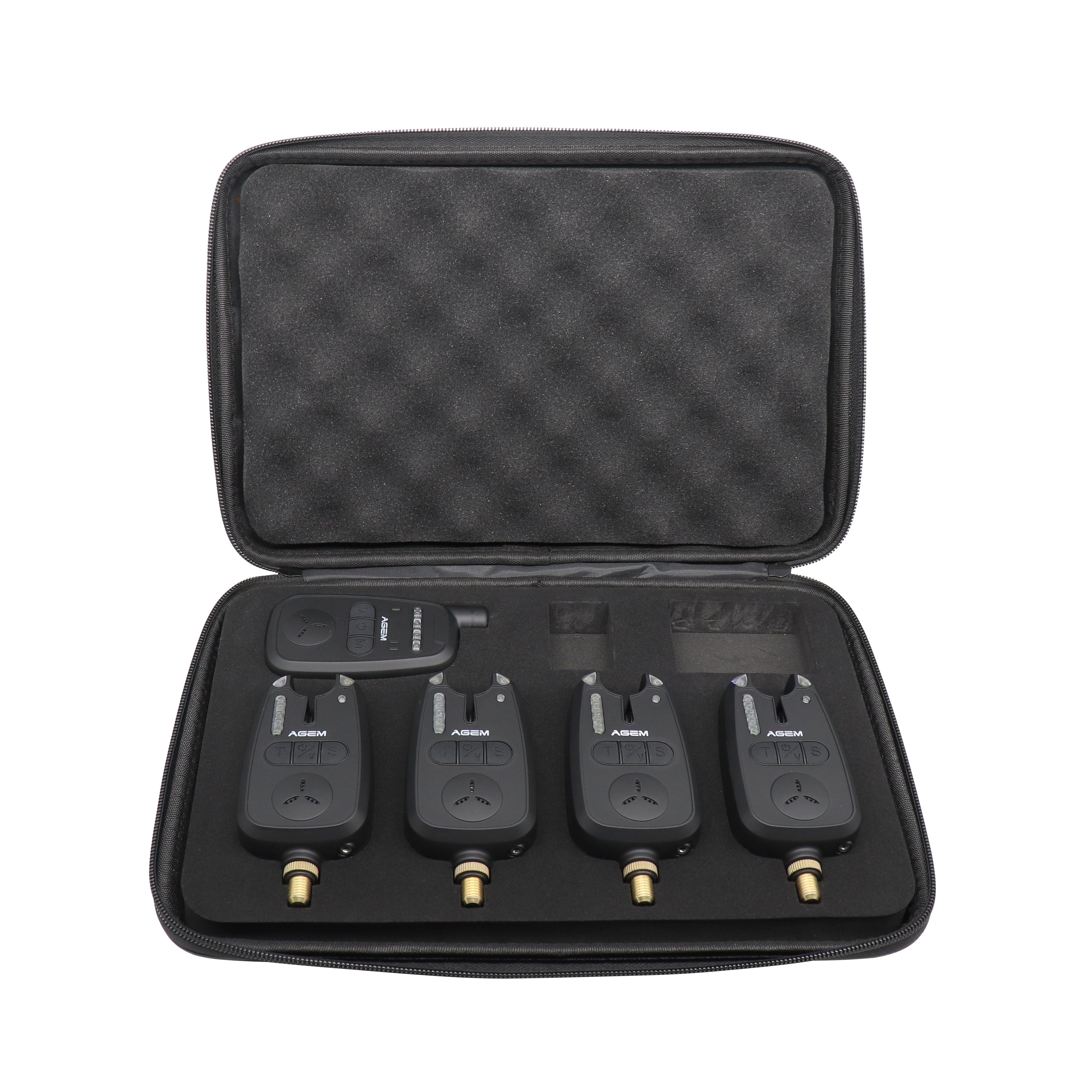 Bissanzeiger Angeln Set 4+1 mit Funk Karpfen LED Wasserdicht Funk Bissanzeiger 150m