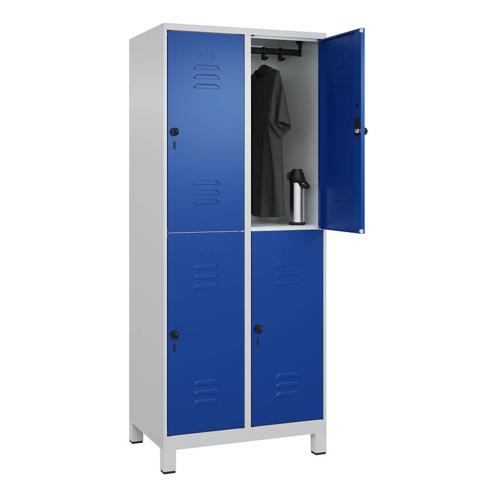 C+P Garderobenschrank Doppel-Garderobenschrank Classic Plus, Abteilbreite 40 cm, mit Füßen Sicherheits-Drehriegel, kein Aufbrechen durch Überdrehen