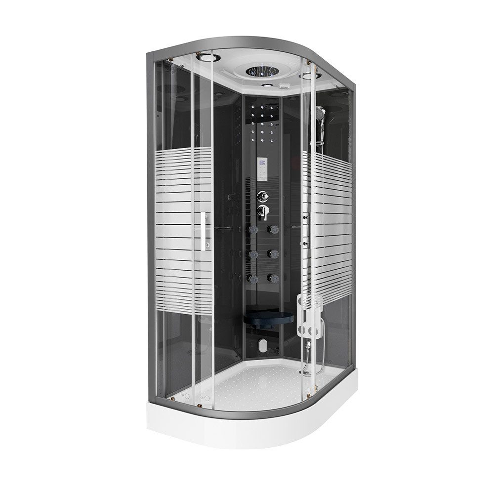 HOME DELUXE Dampfdusche BLACK PEARL - 120 x 80 cm Links, BxT: 120x80 cm, ESG-Vollverglasung, Duschtempel, Применитьdusche, Dusche, Duschkabine Komplett
